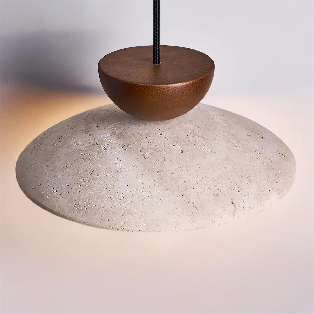 Hanglamp Travertin Hout Glas Ø25cm Dimbaar Verstelbaar Snoer Eettafel Woonkamer Sfeerverlichting Modern | Sansoti