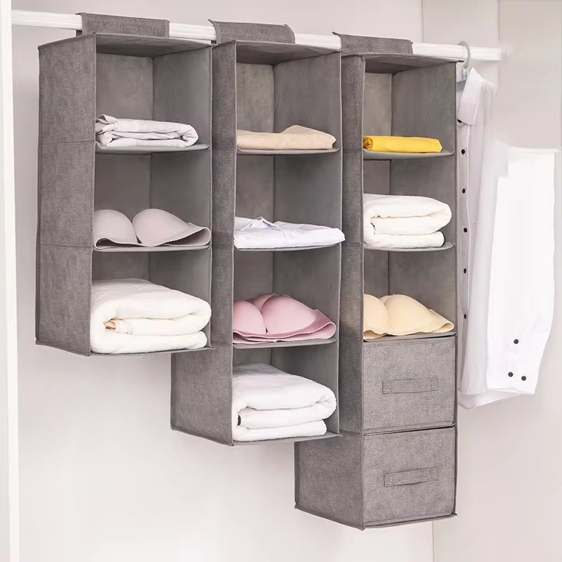 Hangend Kast Organizer Systeem – Opvouwbare Stof Opberg Vakken voor Kledingkast – 3, 4 of 5 Niveau Opberg Plank voor Kleding Schoenen Accessoires | Sansoti