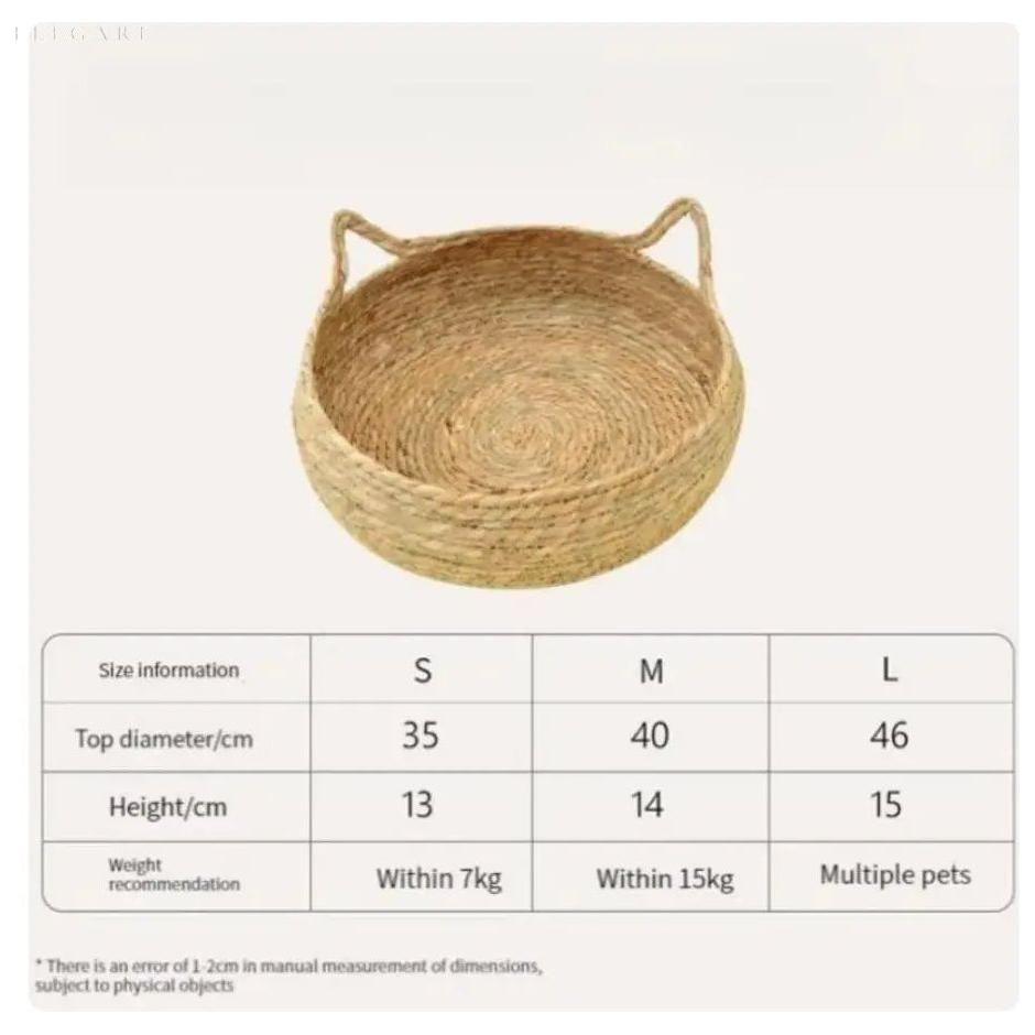 Kattenmand Riet Afneembaar Kussen S/M/L Kattenbed Gevlochten Naturel Huisdier Slaapplek Kat Hond | Sansoti
