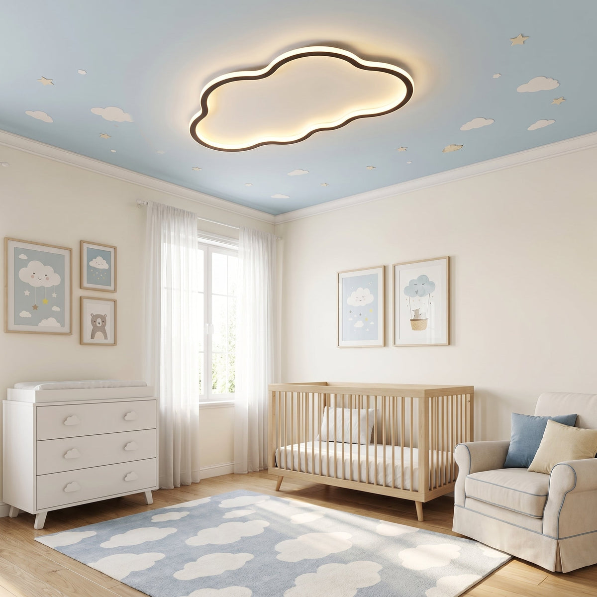 Plafonnier LED en forme de nuage E27 Aluminium PVC Design scandinave Intérieur moderne Salon Chambre d’enfant | Sansoti
