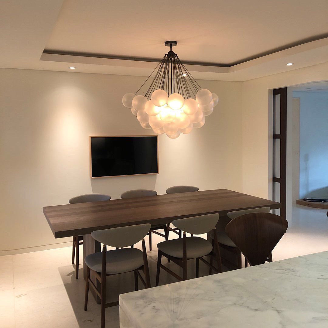 Glazen Bollenhanglamp 19-37 Bollen Goud Metaal Eetkamer Woonkamer | Sansoti