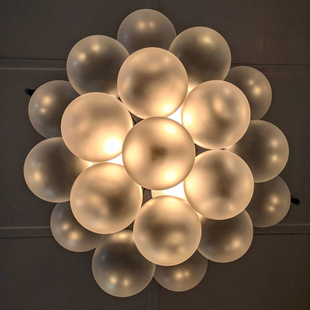 Glazen Bollenhanglamp 19-37 Bollen Goud Metaal Eetkamer Woonkamer | Sansoti