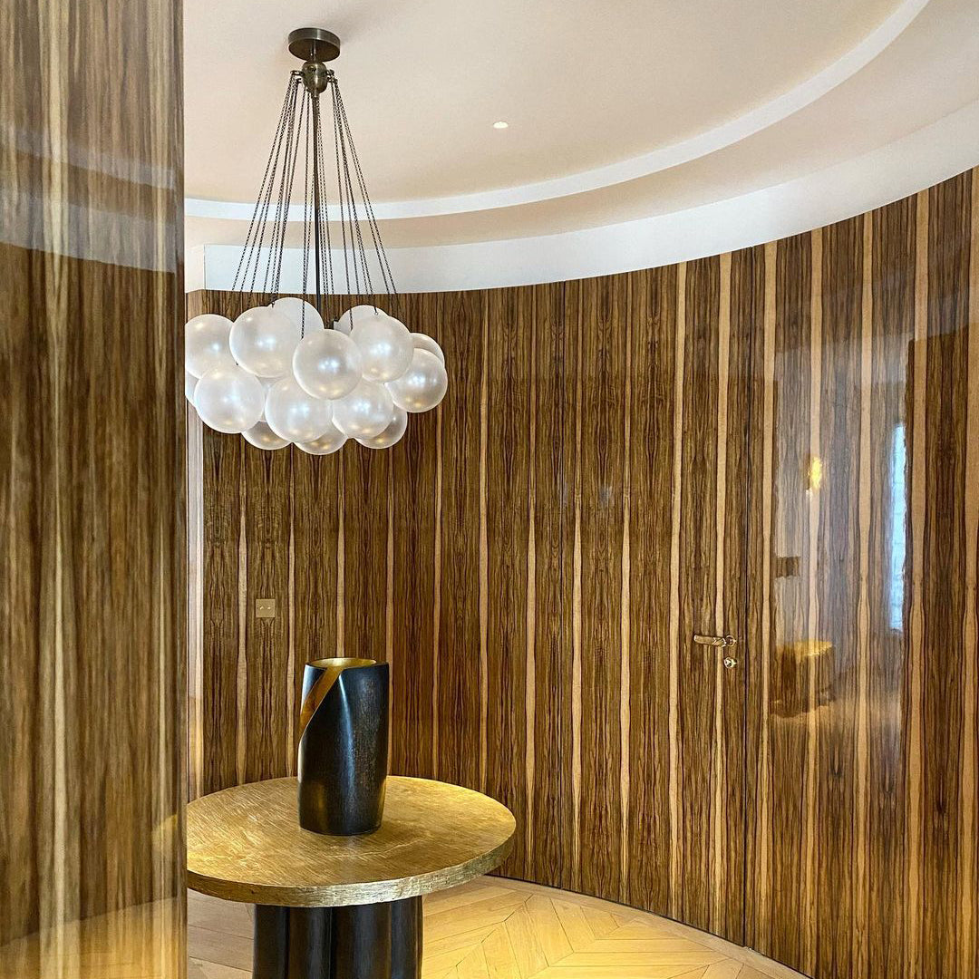Glazen Bollenhanglamp 19-37 Bollen Goud Metaal Eetkamer Woonkamer | Sansoti