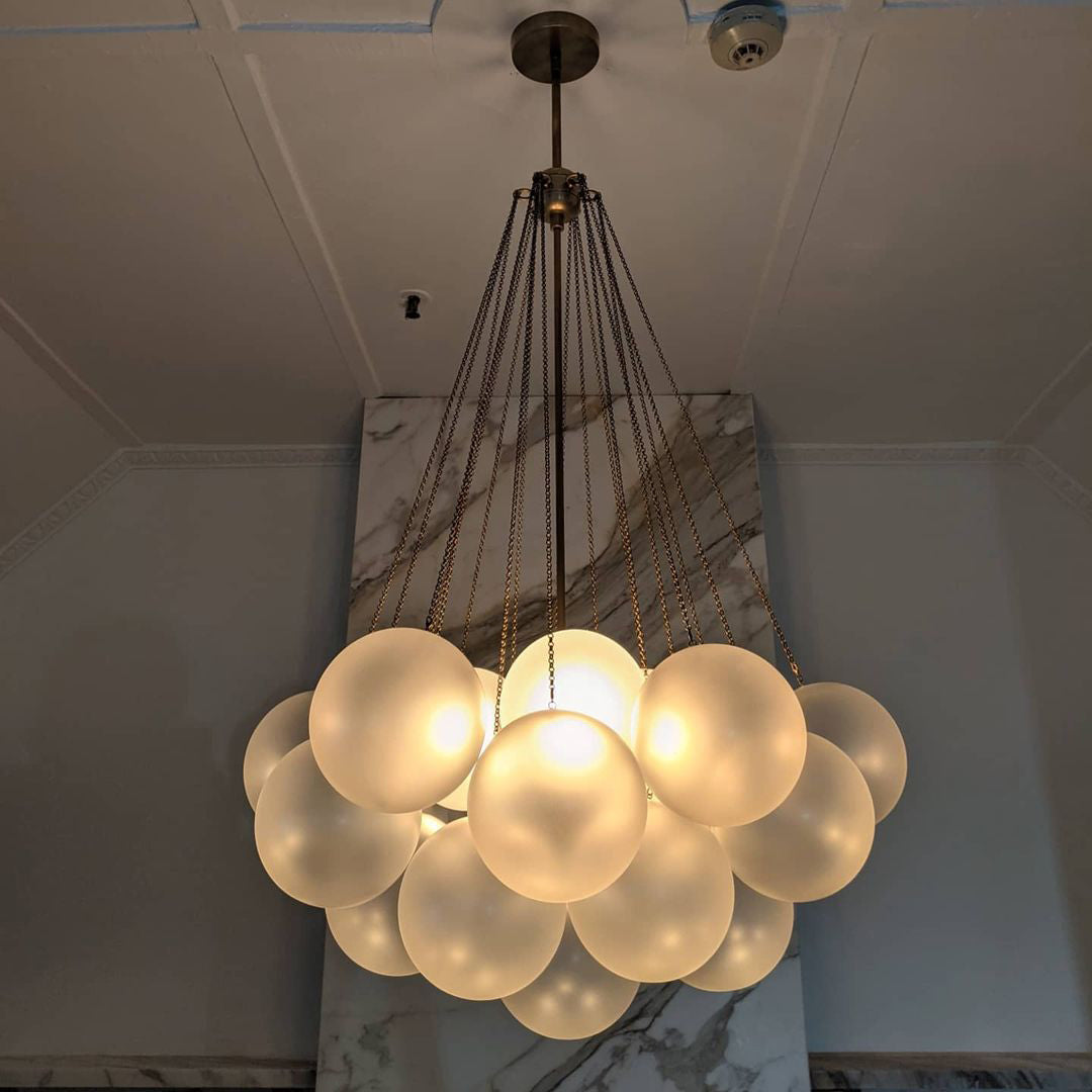 Glazen Bollenhanglamp 19-37 Bollen Goud Metaal Eetkamer Woonkamer | Sansoti