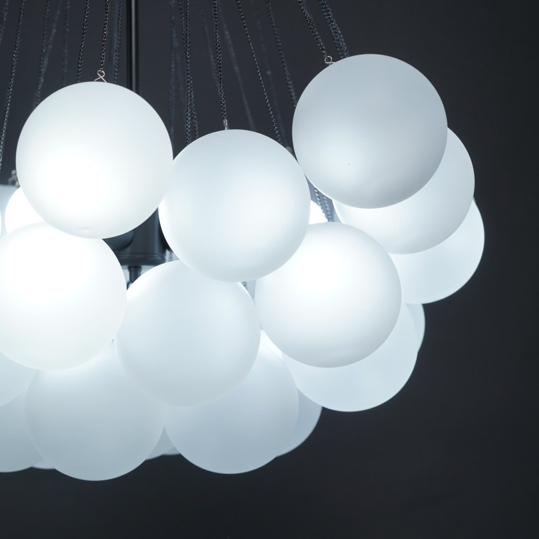 Glazen Bollenhanglamp 19-37 Bollen Goud Metaal Eetkamer Woonkamer | Sansoti