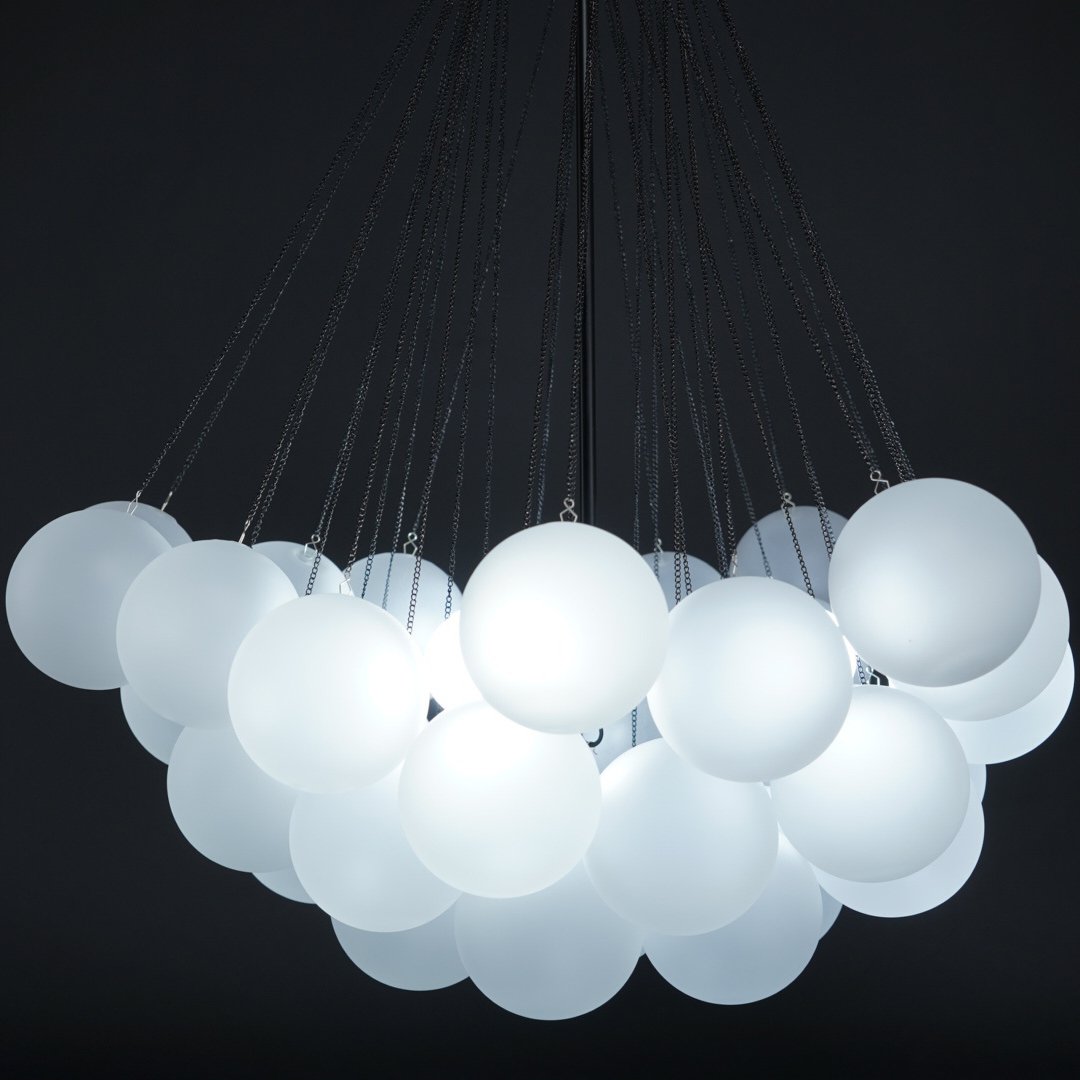 Glazen Bollenhanglamp 19-37 Bollen Goud Metaal Eetkamer Woonkamer | Sansoti