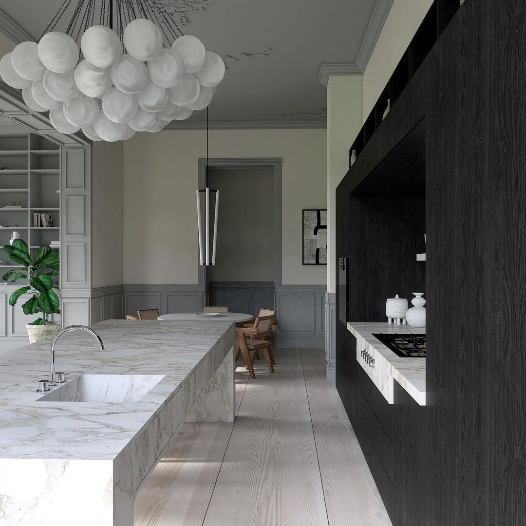 Glazen Bollenhanglamp 19-37 Bollen Goud Metaal Eetkamer Woonkamer | Sansoti