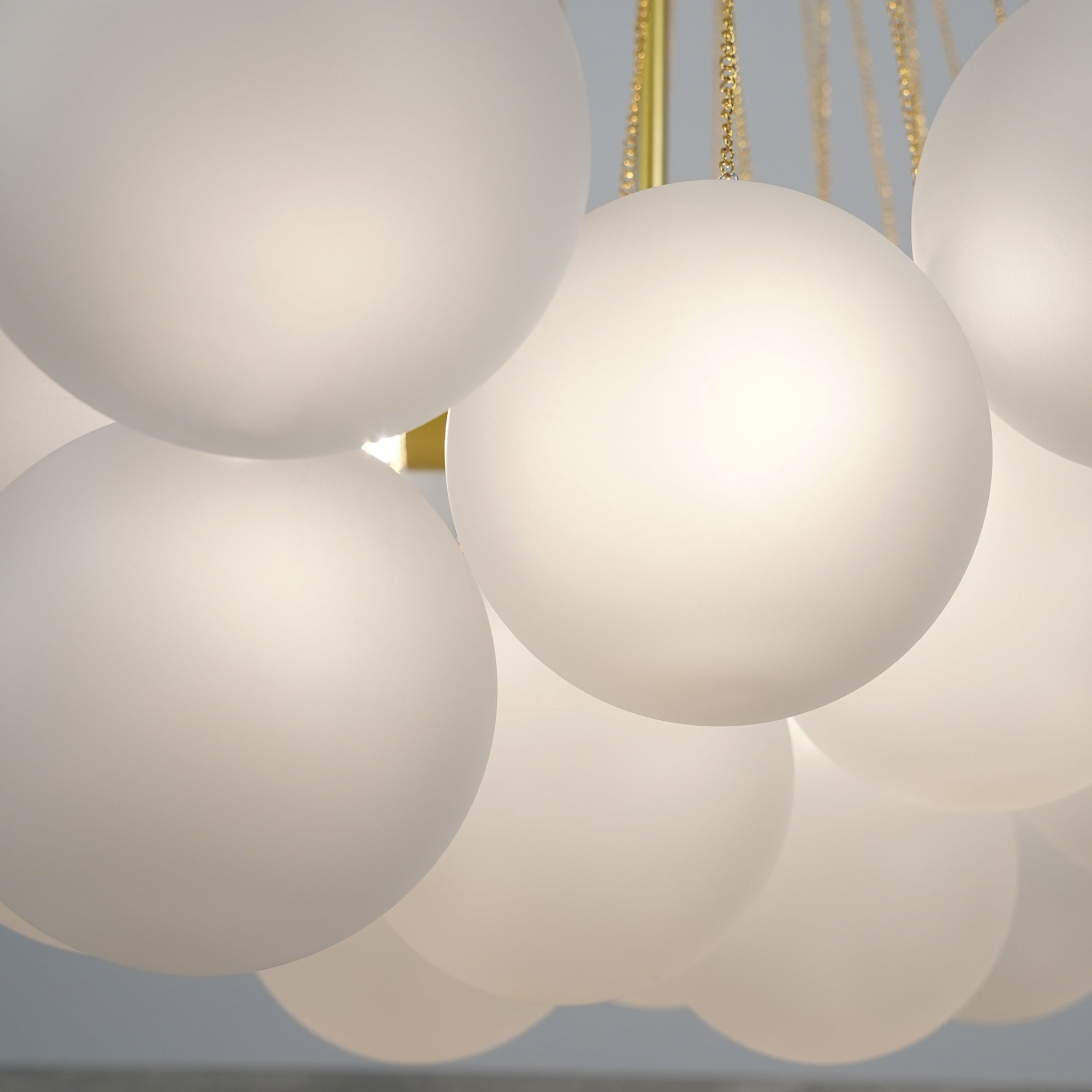 Glazen Bollenhanglamp 19-37 Bollen Goud Metaal Eetkamer Woonkamer | Sansoti