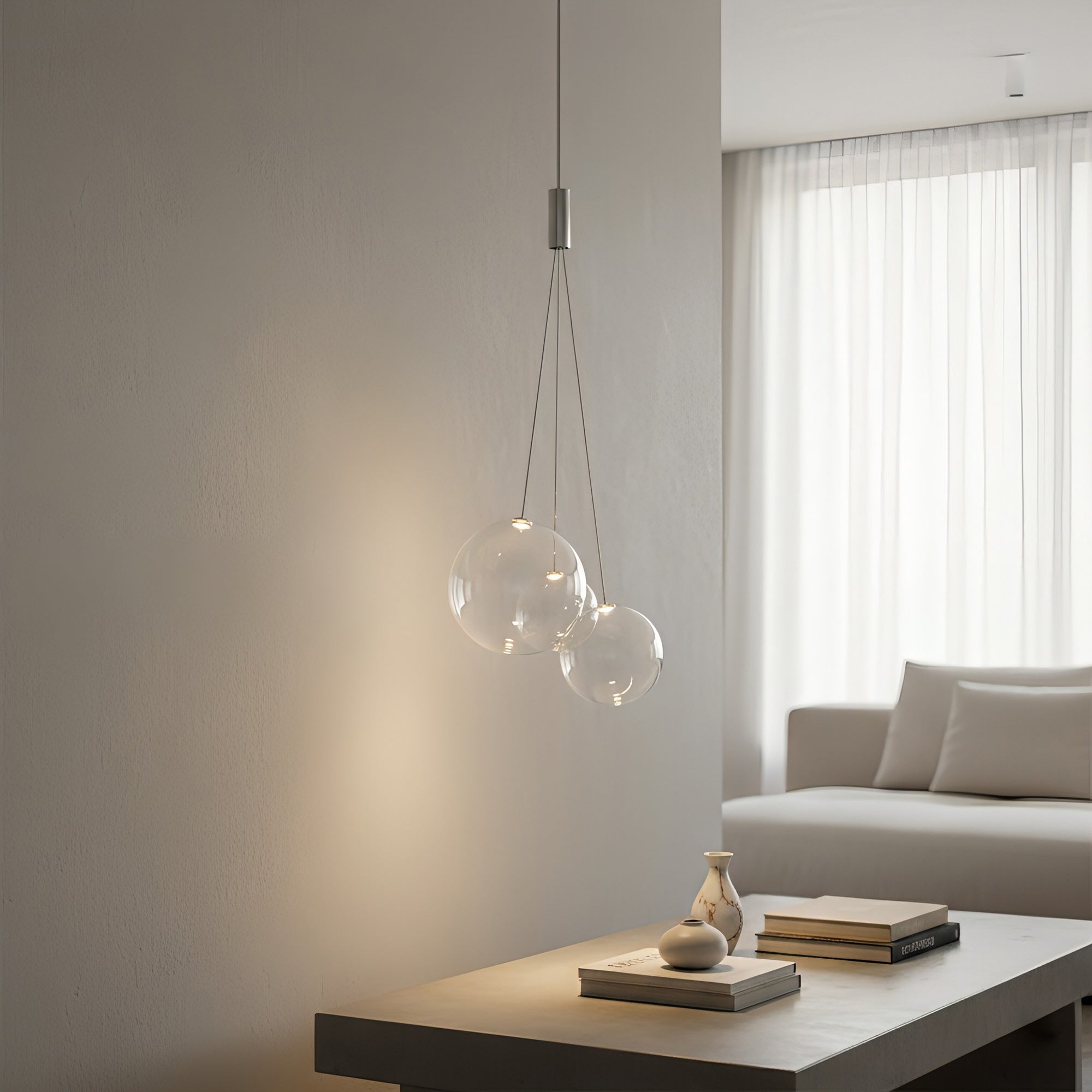 Glazen Hanglamp met Metalen Cluster Bellenbollen Moderne Verlichting | Sansoti