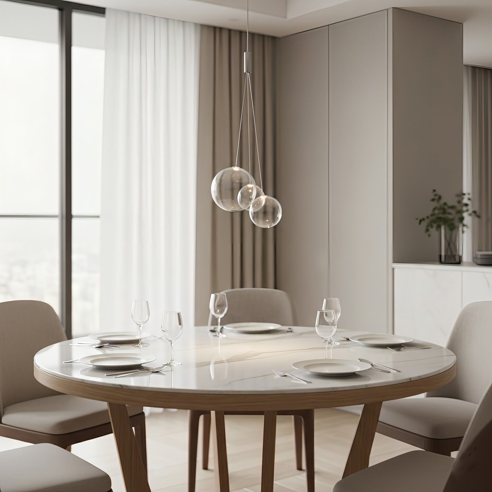 Glazen Hanglamp met Metalen Cluster Bellenbollen Moderne Verlichting | Sansoti