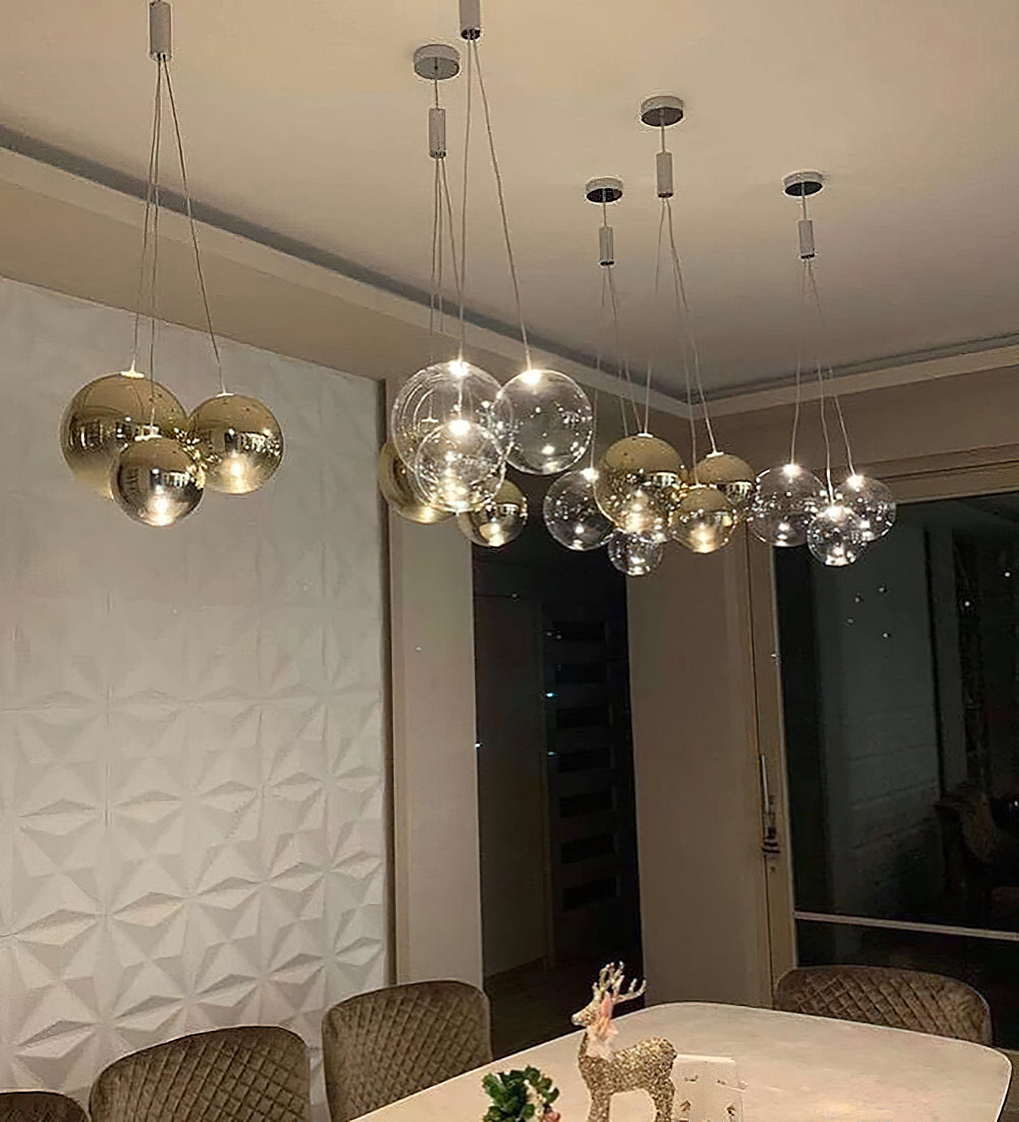 Glazen Hanglamp met Metalen Cluster Bellenbollen Moderne Verlichting | Sansoti