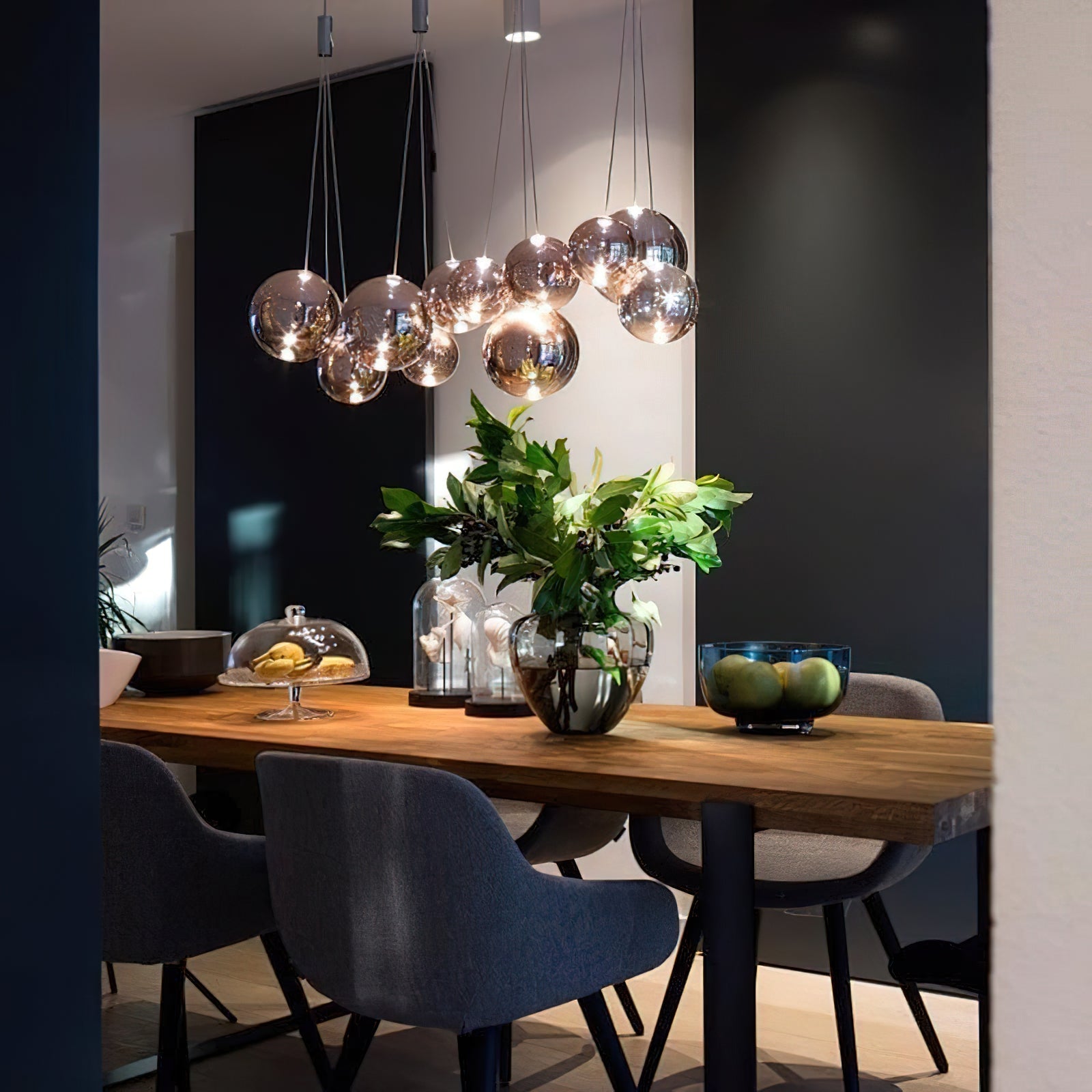 Glazen Hanglamp met Metalen Cluster Bellenbollen Moderne Verlichting | Sansoti