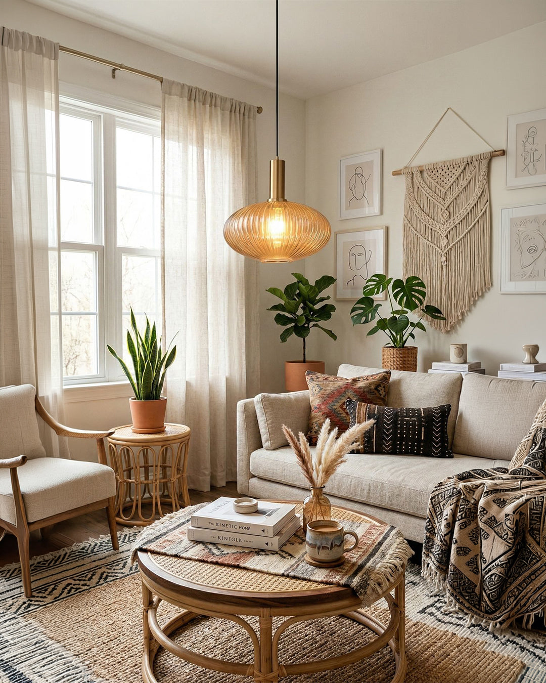 CLYDE Moderne Hanglamp met Gekleurde Glazen Kap – Scandinavisch Design voor Woonkamer & Eetkamer – E27 Fitting | Sansoti
