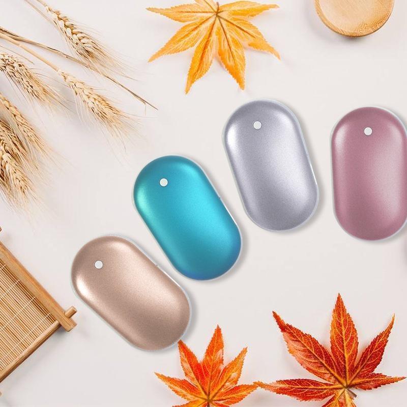 Oplaadbare Handwarmer met Powerbank 5200mAh Zilver Goud Roségoud Blauw Dubbele Verwarming 3 Temperatuurstanden USB-C Compact Zakformaat Outdoor Winter Cadeau | Sansoti