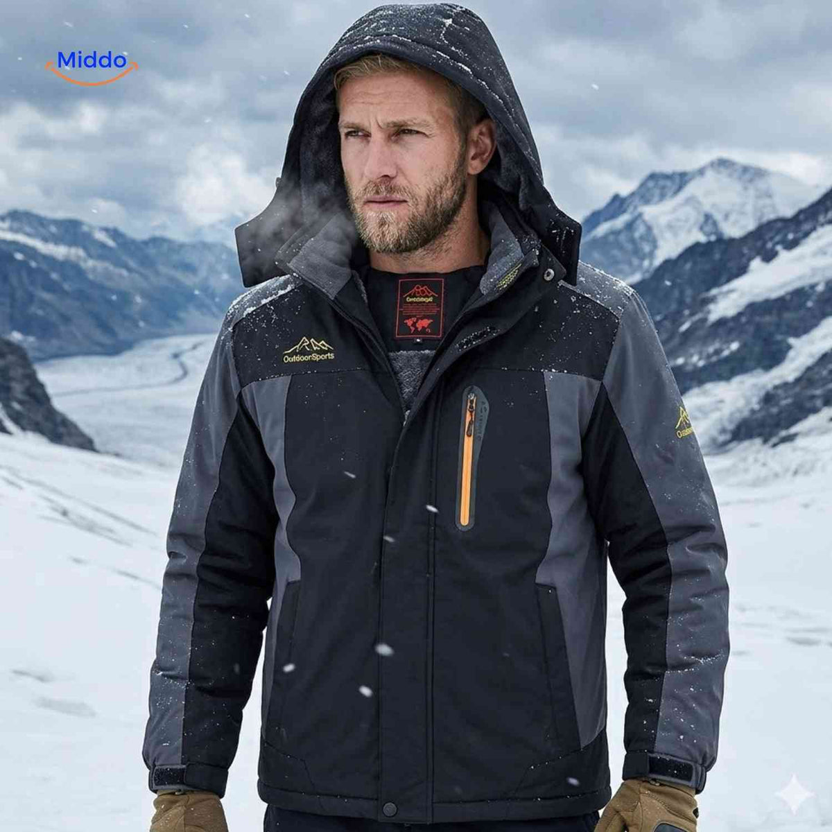 Gefütterte Winterjacke für Herren, wasserdicht, winddicht, Fleece, Outdoor, Wandern, Skifahren, Berge, warme Herrenwinterjacke | Sansoti
