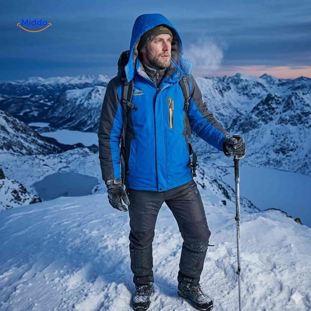 Gefütterte Winterjacke für Herren, wasserdicht, winddicht, Fleece, Outdoor, Wandern, Skifahren, Berge, warme Herrenwinterjacke | Sansoti