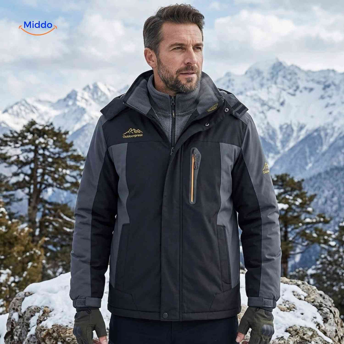 Gefütterte Winterjacke für Herren, wasserdicht, winddicht, Fleece, Outdoor, Wandern, Skifahren, Berge, warme Herrenwinterjacke | Sansoti
