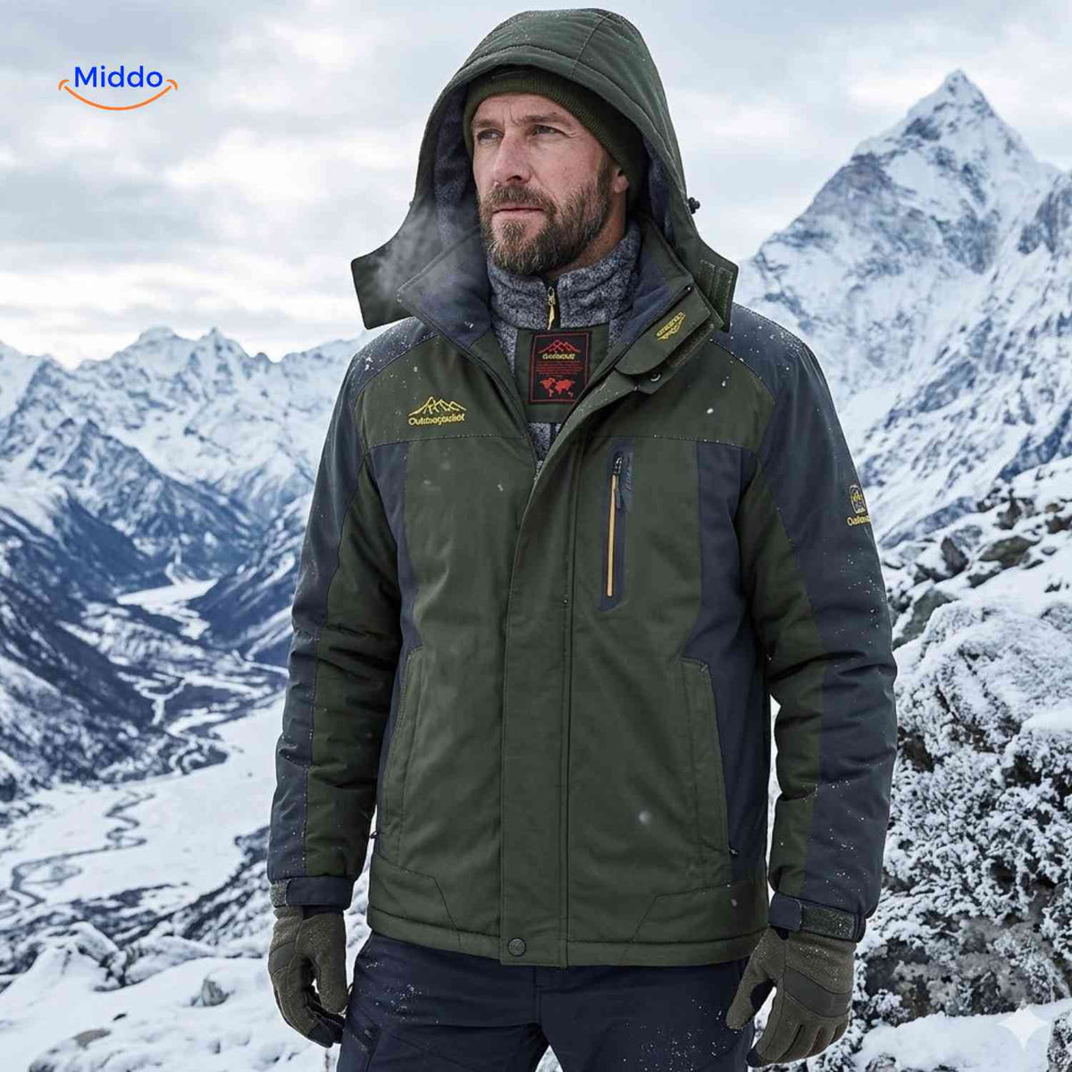 Gefütterte Winterjacke für Herren, wasserdicht, winddicht, Fleece, Outdoor, Wandern, Skifahren, Berge, warme Herrenwinterjacke | Sansoti
