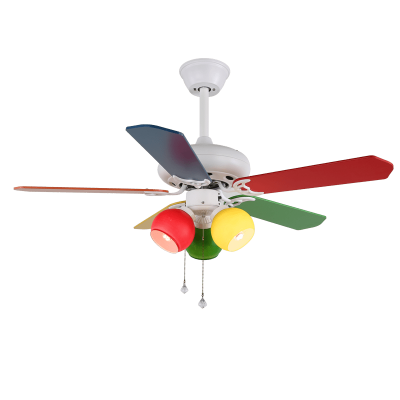 Ventilateur de plafond ludique Carlo avec éclairage — design coloré ventilateur enfant avec 6 vitesses et télécommande ø107 cm | Sansoti