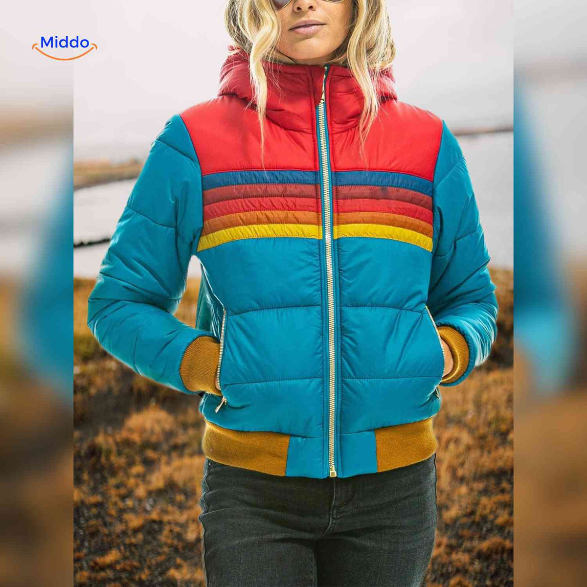 Gewatteerde Damesjas met Capuchon Lichtgewicht Warm Winterjas Waterdicht Retro Pufferjas Outdoor Casual | Sansoti
