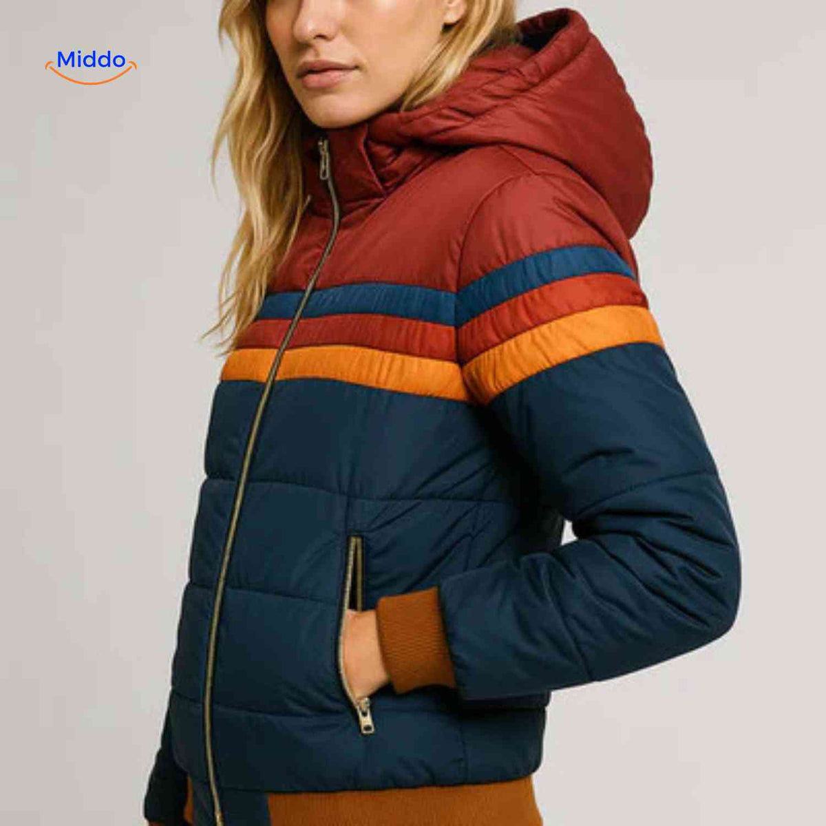 Gewatteerde Damesjas met Capuchon Lichtgewicht Warm Winterjas Waterdicht Retro Pufferjas Outdoor Casual | Sansoti