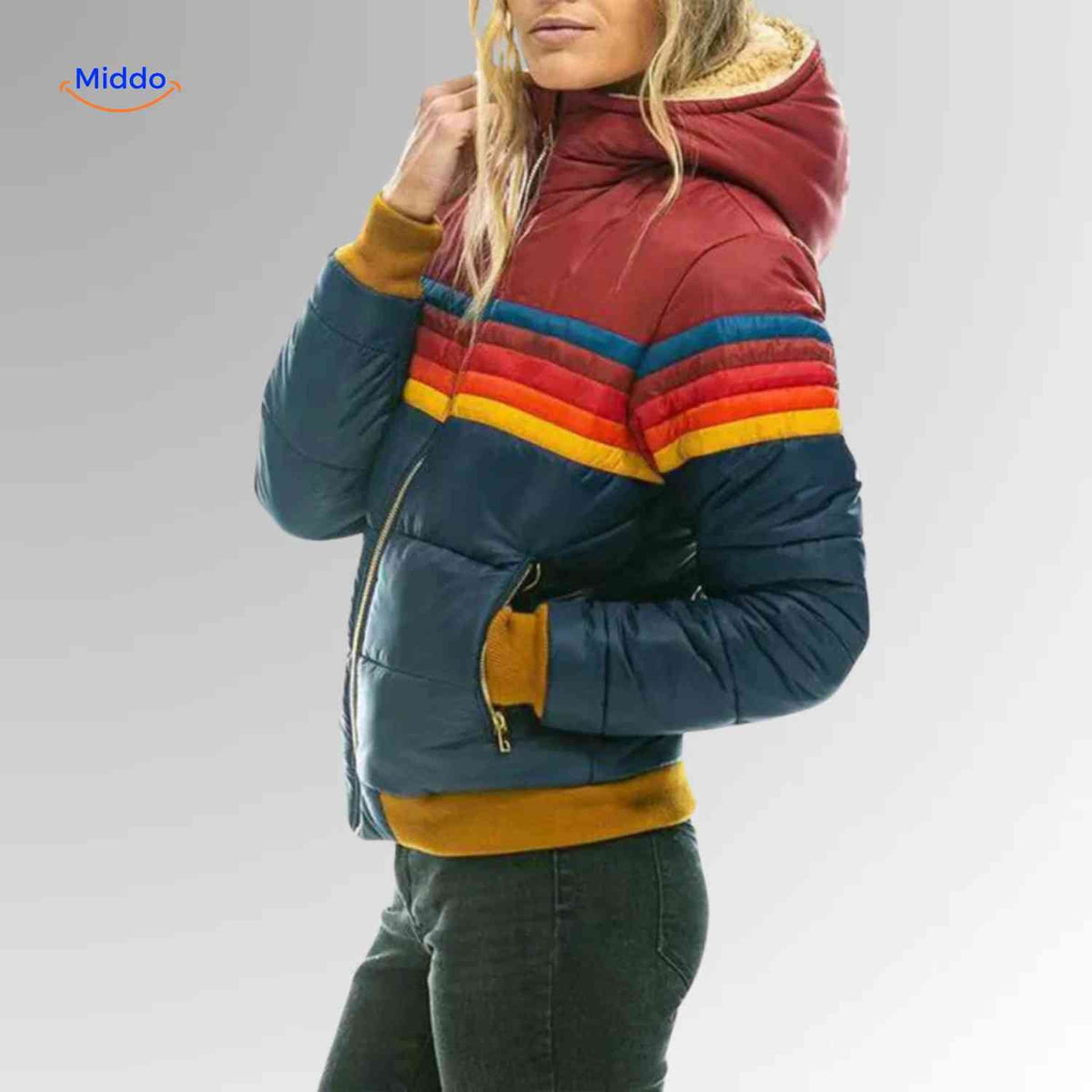 Gewatteerde Damesjas met Capuchon Lichtgewicht Warm Winterjas Waterdicht Retro Pufferjas Outdoor Casual | Sansoti