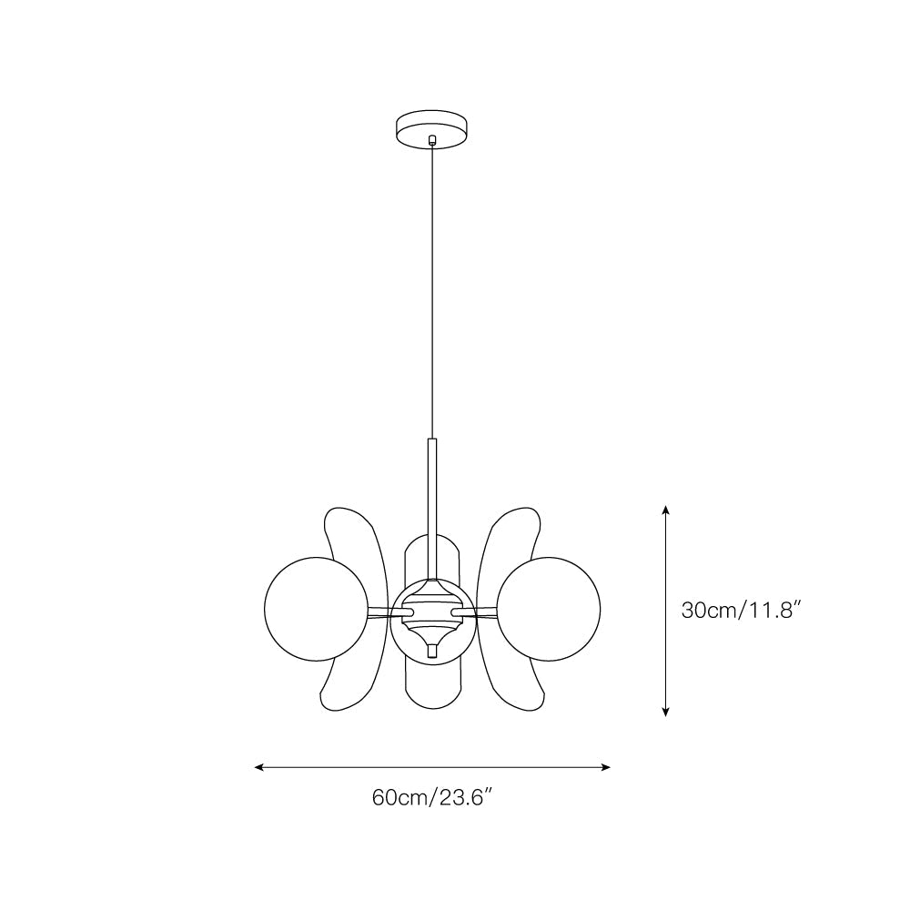 Moderne Sputnik Kroonluchter met Gekleurde Acryl Elementen en Witte Glazen Bollen – Design Hanglamp Meerdere Lichtpunten | Sansoti
