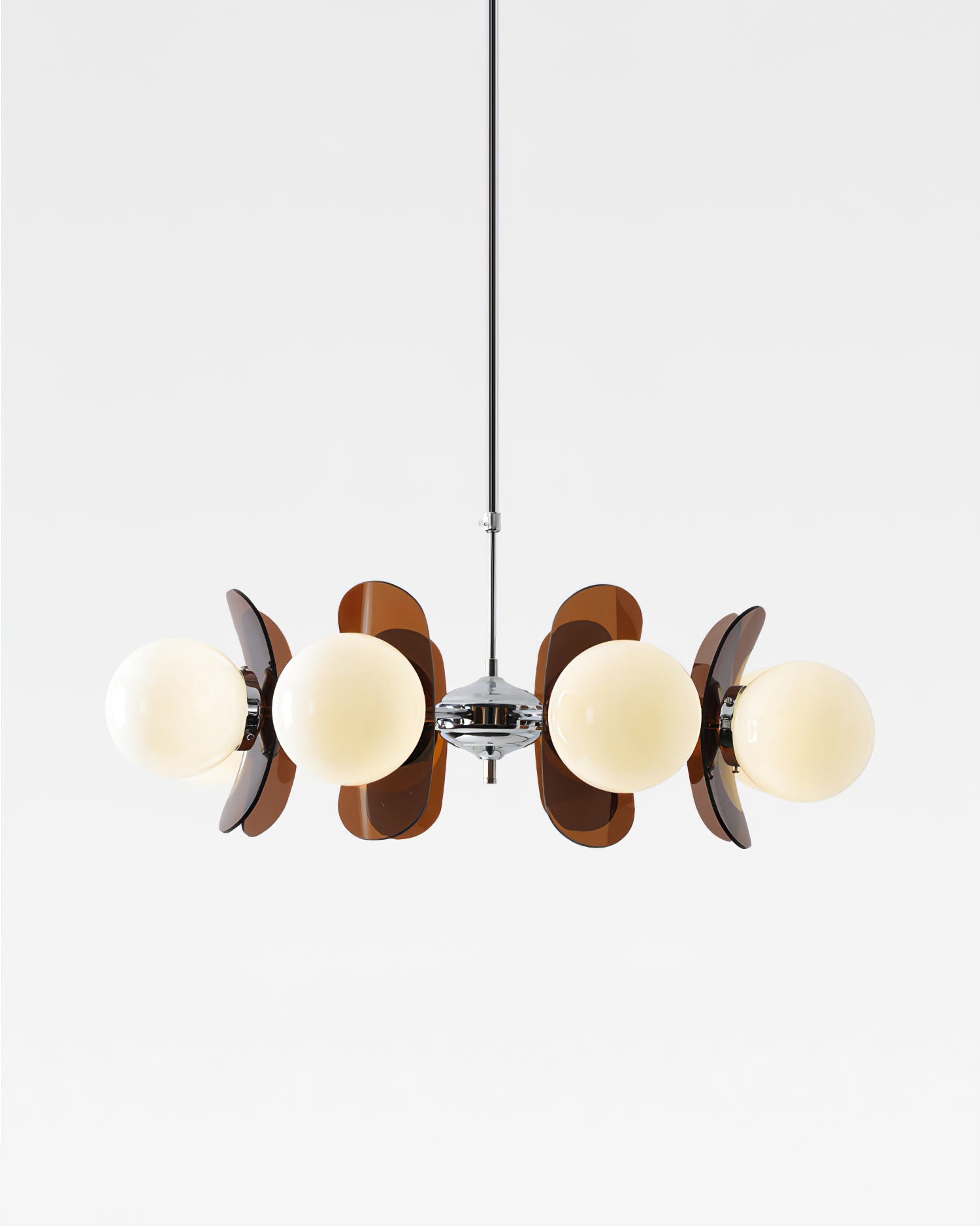 Moderne Sputnik Kroonluchter met Gekleurde Acryl Elementen en Witte Glazen Bollen – Design Hanglamp Meerdere Lichtpunten | Sansoti