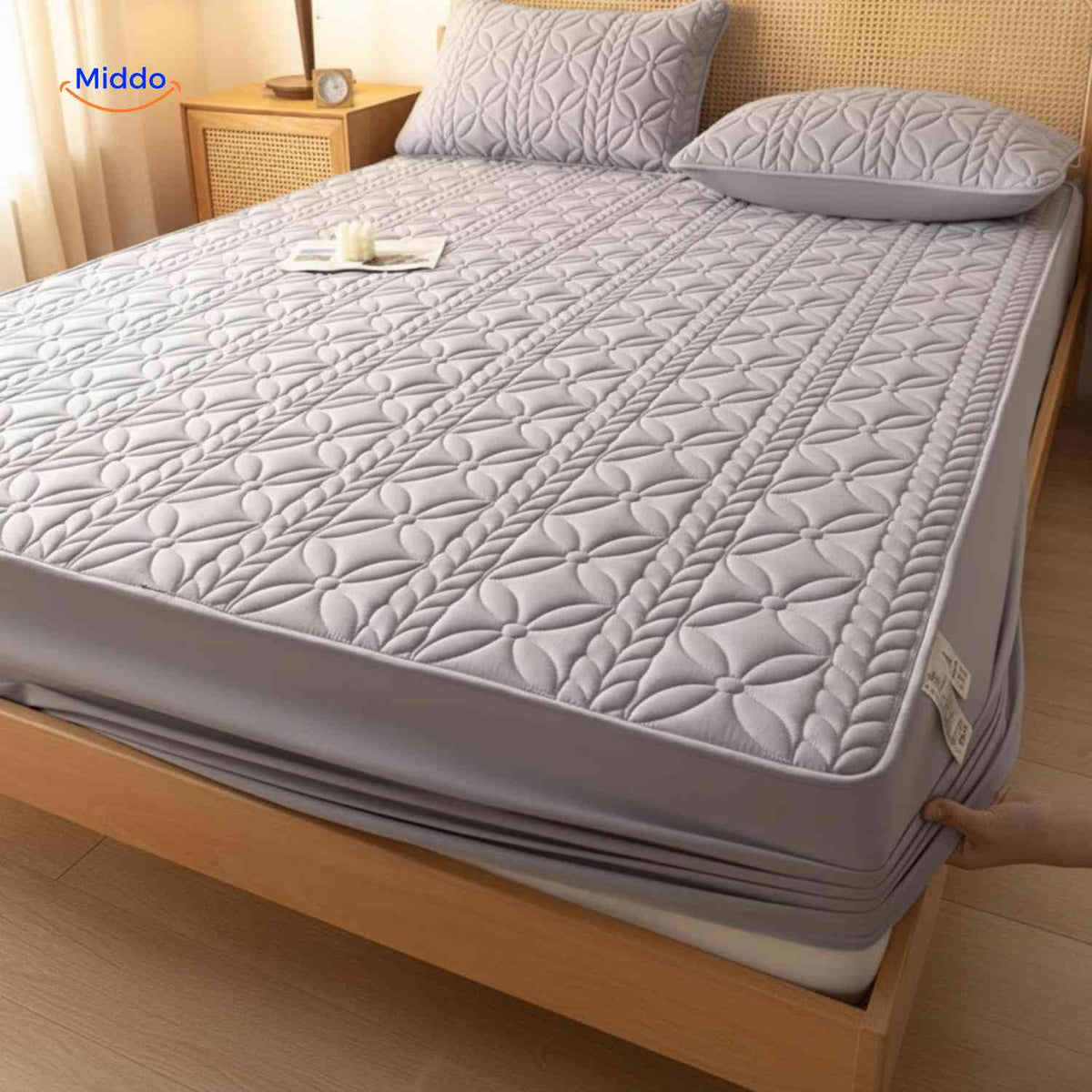Quilted Mattress Protector Waterproof Breathable Cotton Elastic Fitted Sheet 5-30cm Mattress Topper Protection | Sansoti