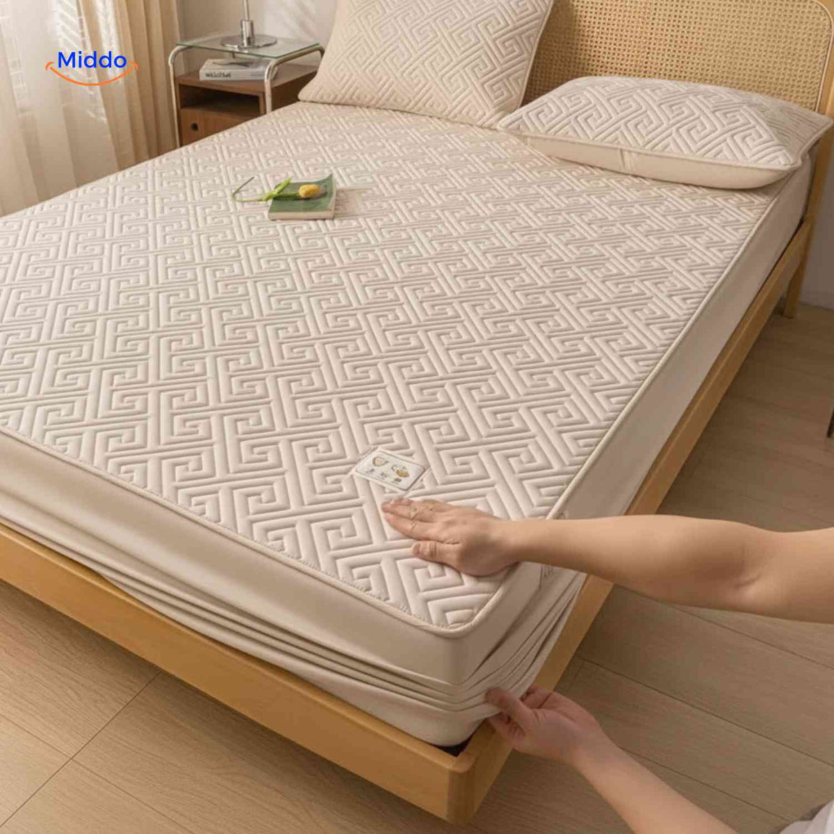 Quilted Mattress Protector Waterproof Breathable Cotton Elastic Fitted Sheet 5-30cm Mattress Topper Protection | Sansoti