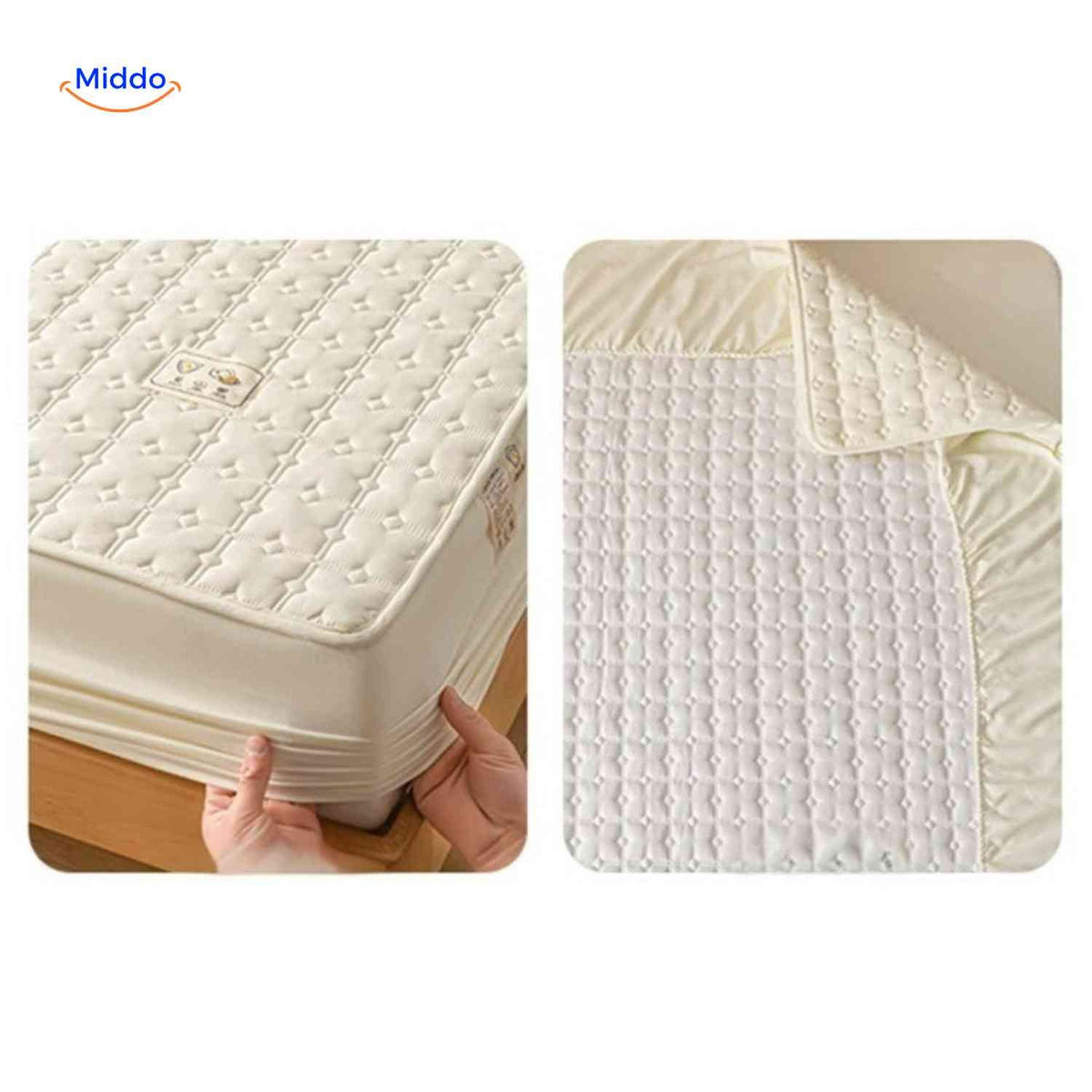 Quilted Mattress Protector Waterproof Breathable Cotton Elastic Fitted Sheet 5-30cm Mattress Topper Protection | Sansoti