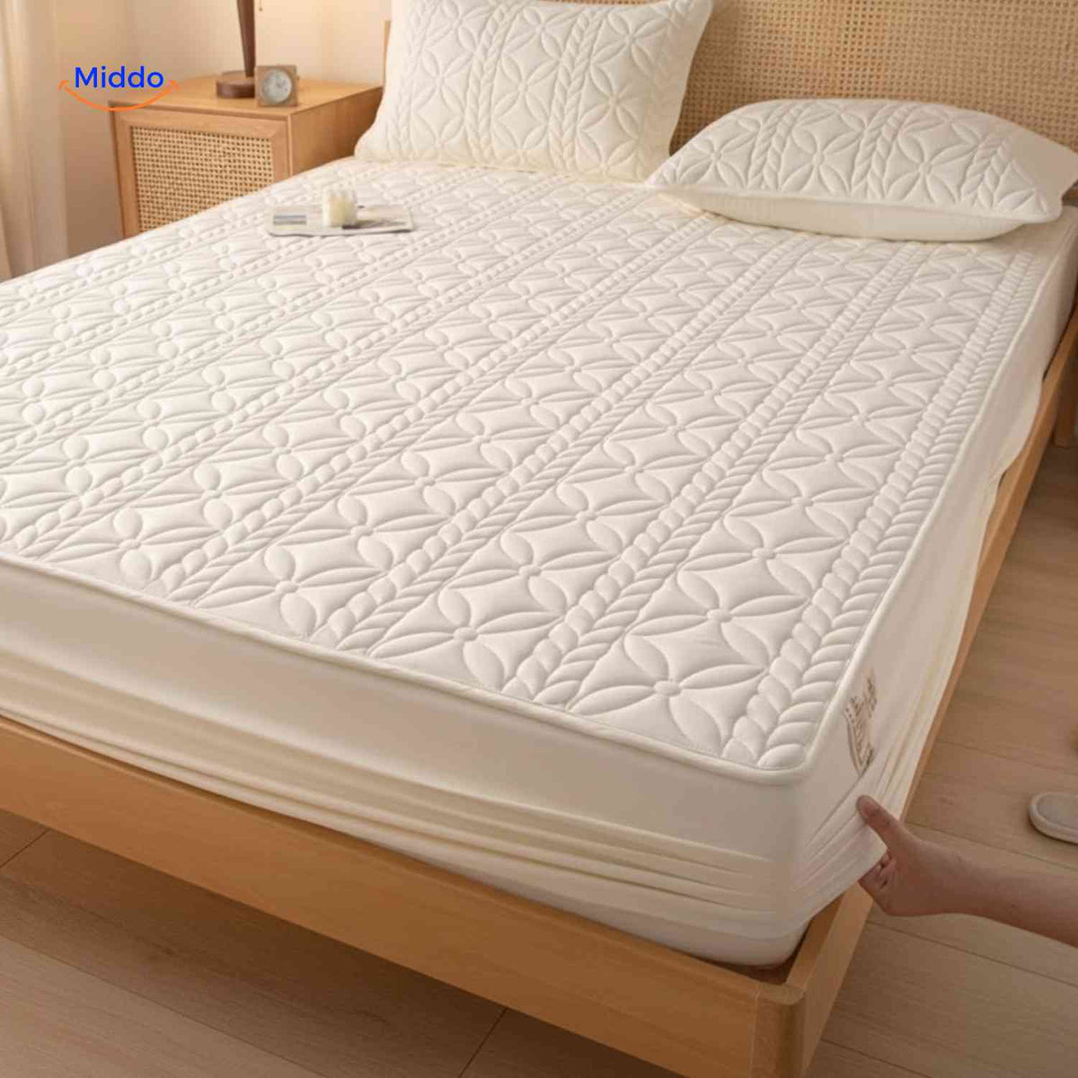 Quilted Mattress Protector Waterproof Breathable Cotton Elastic Fitted Sheet 5-30cm Mattress Topper Protection | Sansoti