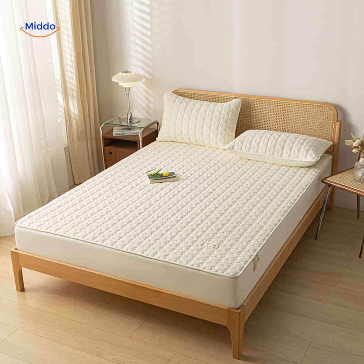Quilted Mattress Protector Waterproof Breathable Cotton Elastic Fitted Sheet 5-30cm Mattress Topper Protection | Sansoti