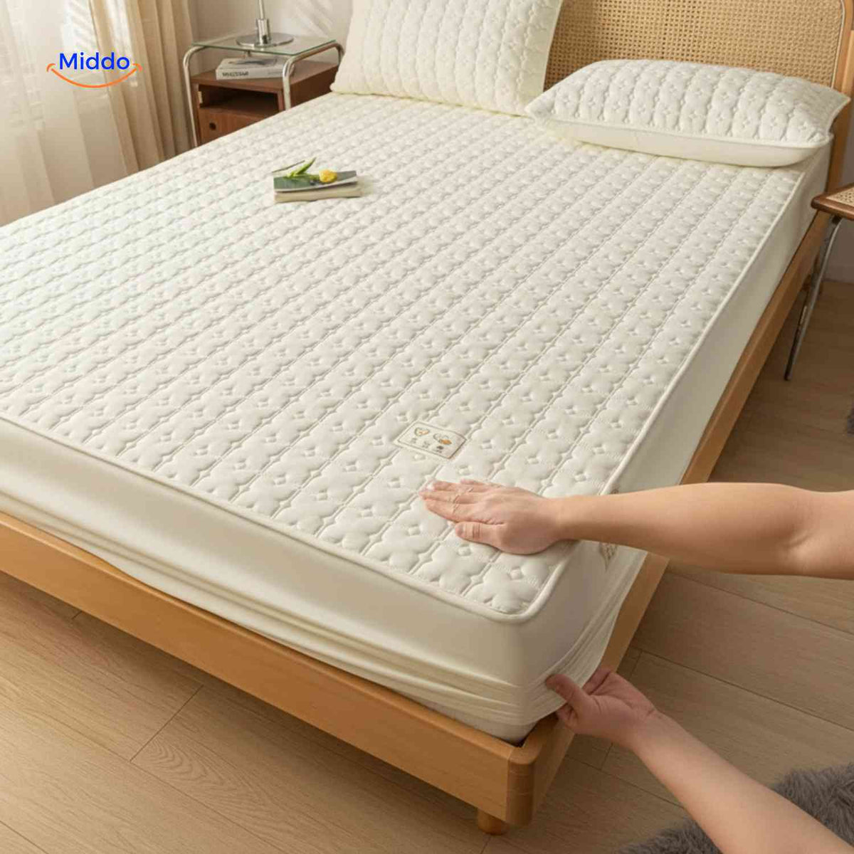 Quilted Mattress Protector Waterproof Breathable Cotton Elastic Fitted Sheet 5-30cm Mattress Topper Protection | Sansoti