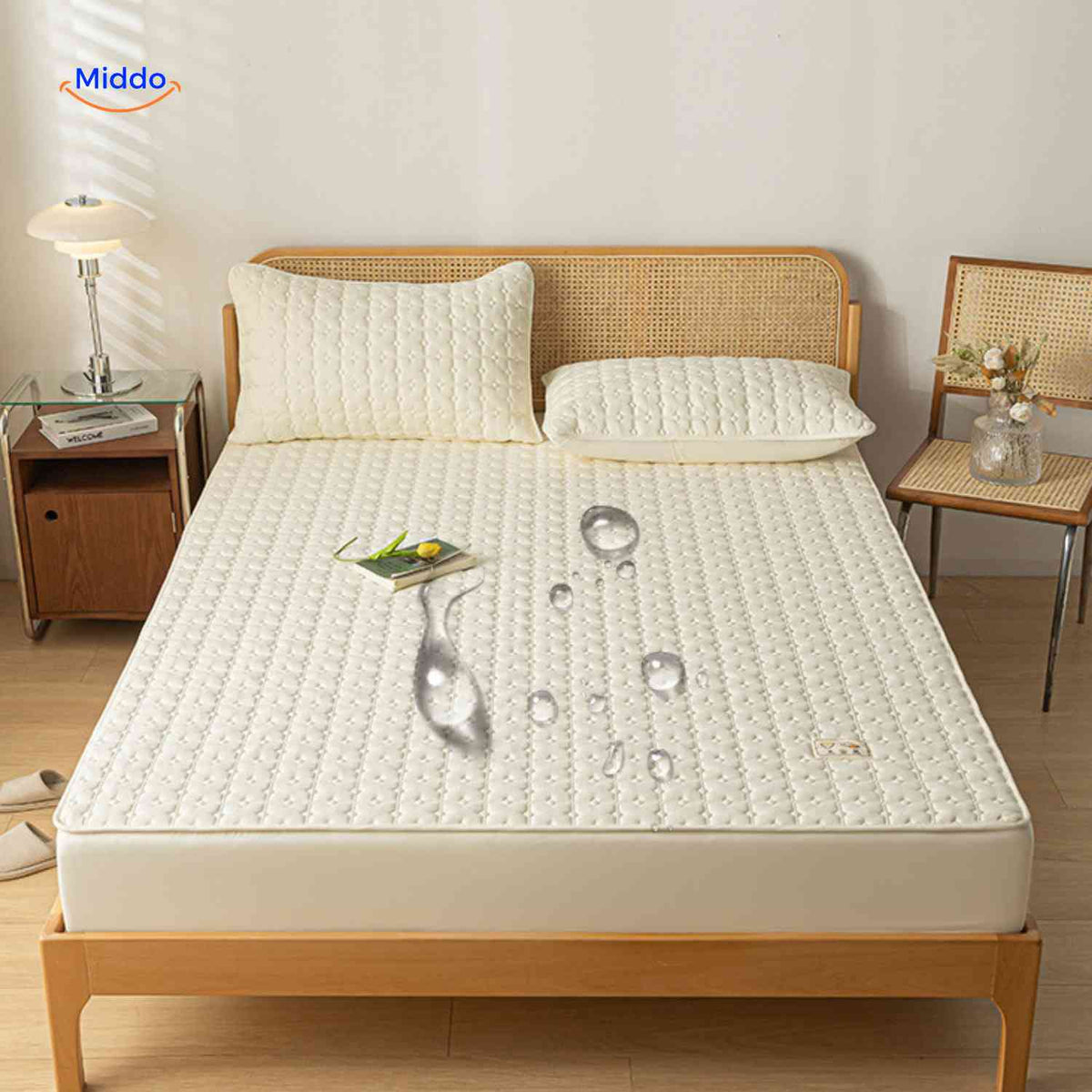 Quilted Mattress Protector Waterproof Breathable Cotton Elastic Fitted Sheet 5-30cm Mattress Topper Protection | Sansoti