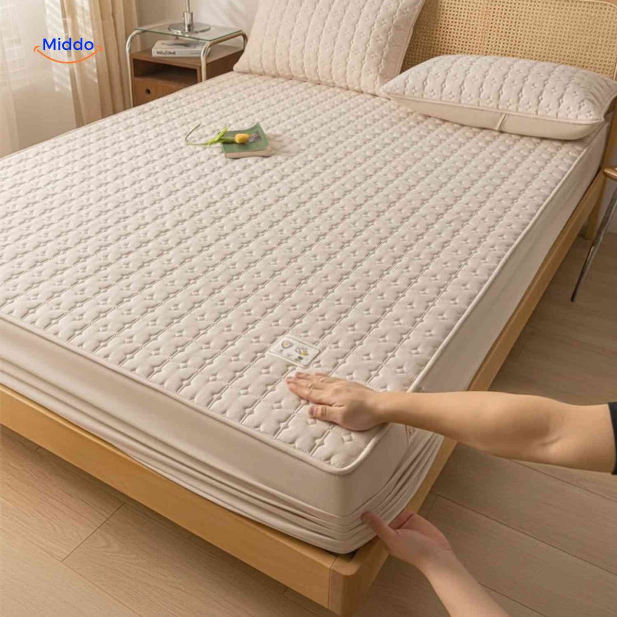 Quilted Mattress Protector Waterproof Breathable Cotton Elastic Fitted Sheet 5-30cm Mattress Topper Protection | Sansoti