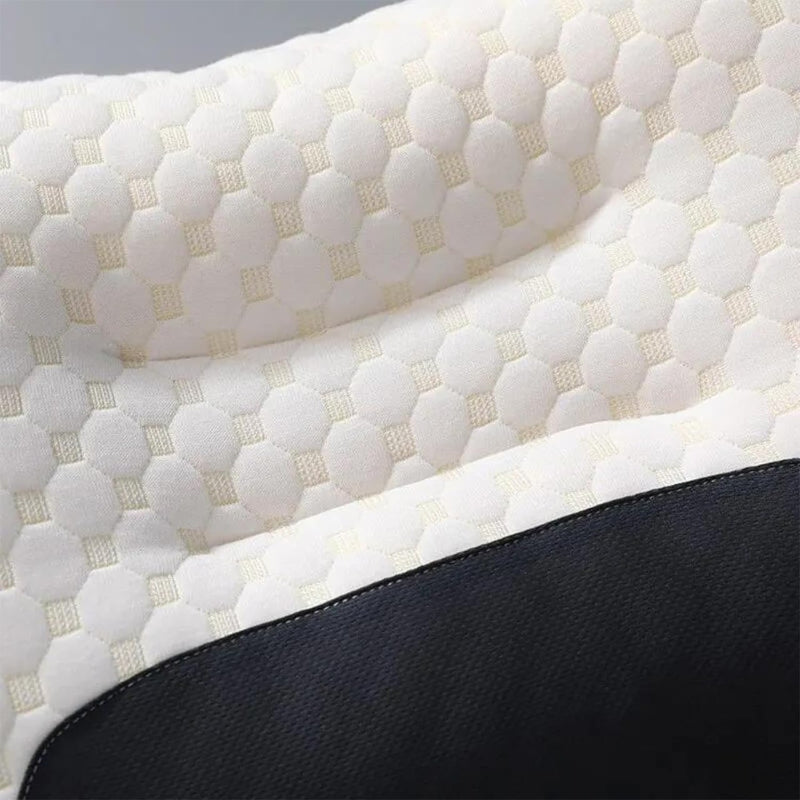 Oreiller ergonomique pour la nuque 40x65cm blanc gris en mousse à mémoire de forme, profilé, pour dormeurs sur le côté et sur le dos, soutien de la nuque et confort de sommeil | Sansoti