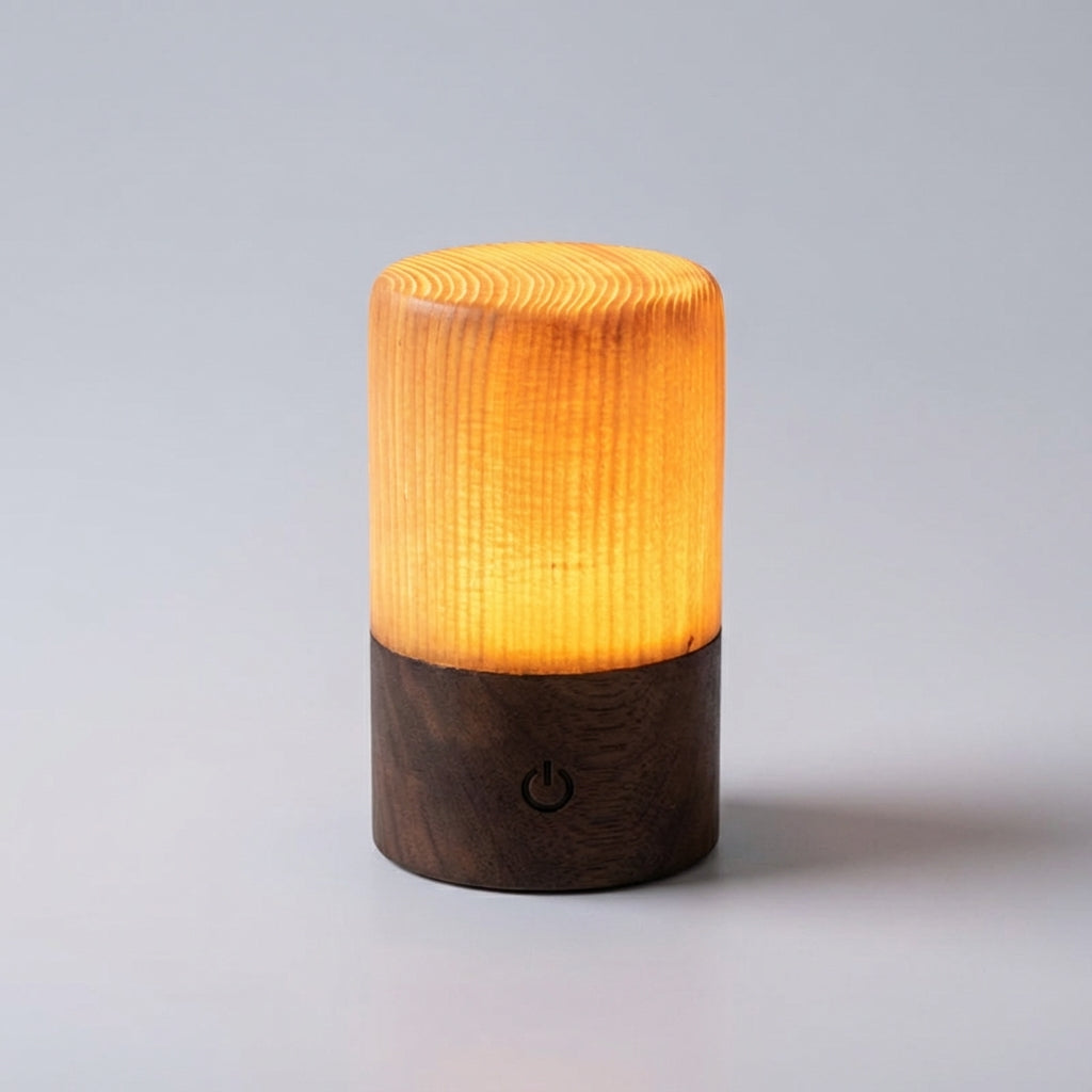 Tafellamp Houtlook Cilinder LED Oplaadbaar Touch Dimbaar Draadloos Nachtkastlamp Bureaulamp Sfeerverlichting Naturel | Sansoti
