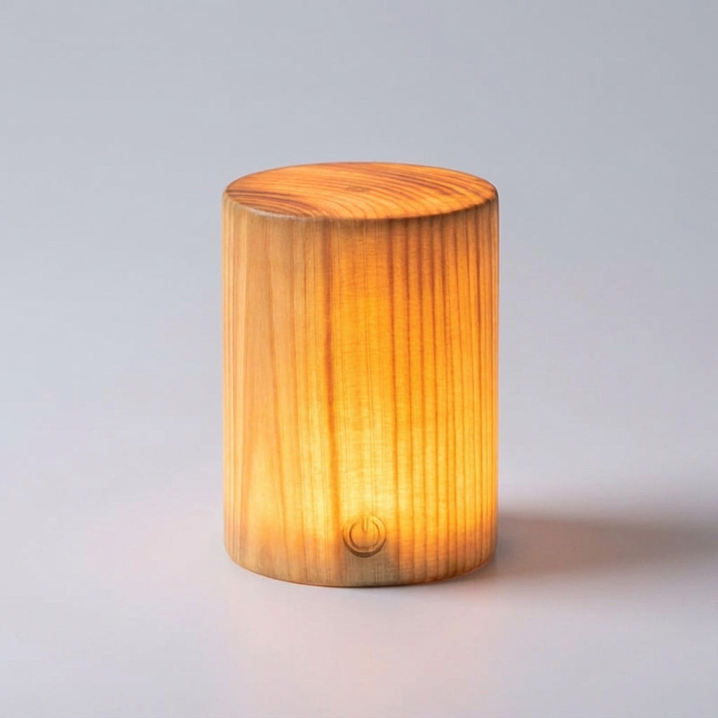 Tafellamp Houtlook Cilinder LED Oplaadbaar Touch Dimbaar Draadloos Nachtkastlamp Bureaulamp Sfeerverlichting Naturel | Sansoti