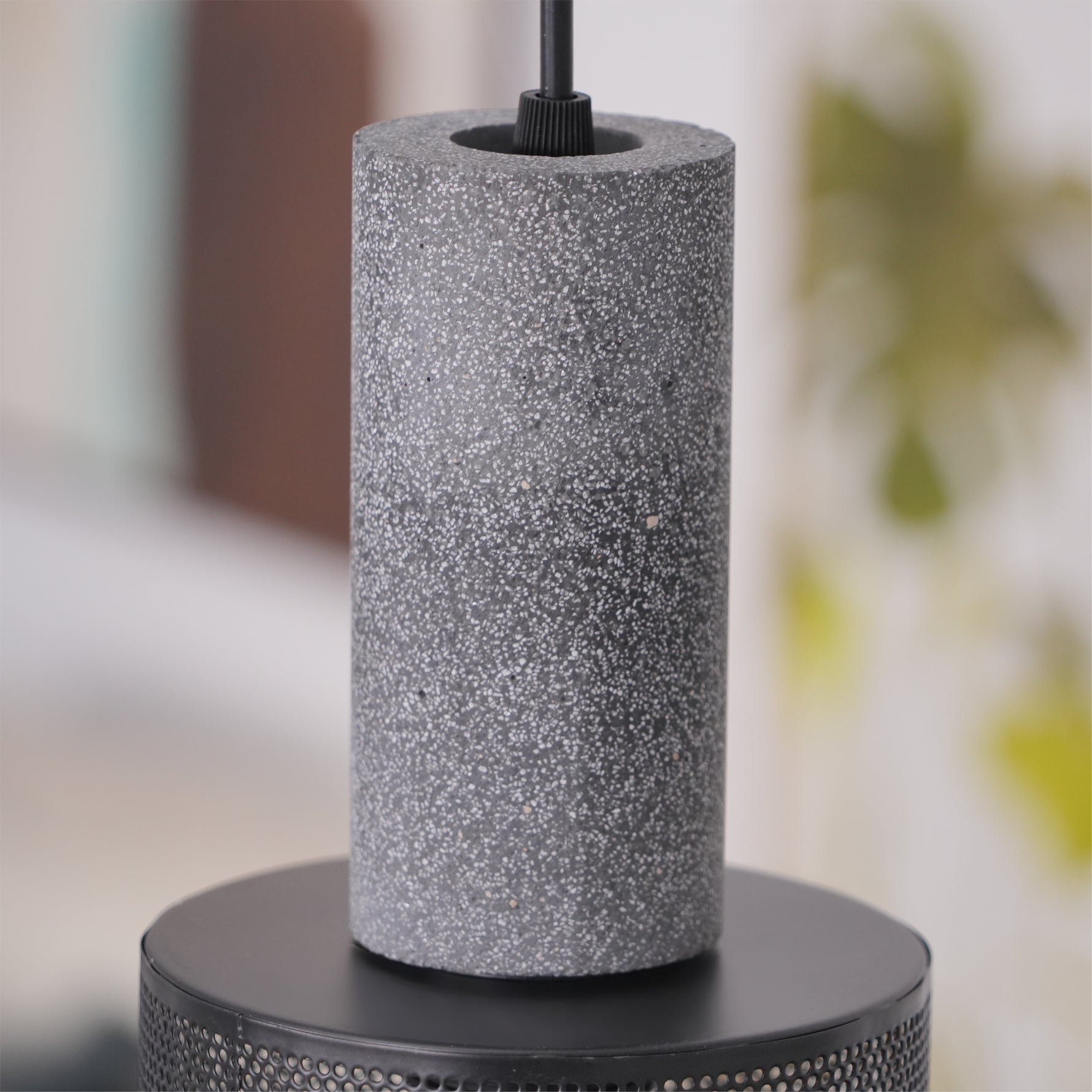 Beton Hängelampe Industrie Zylinder Metall Schwarz Grau E27 | Restfield