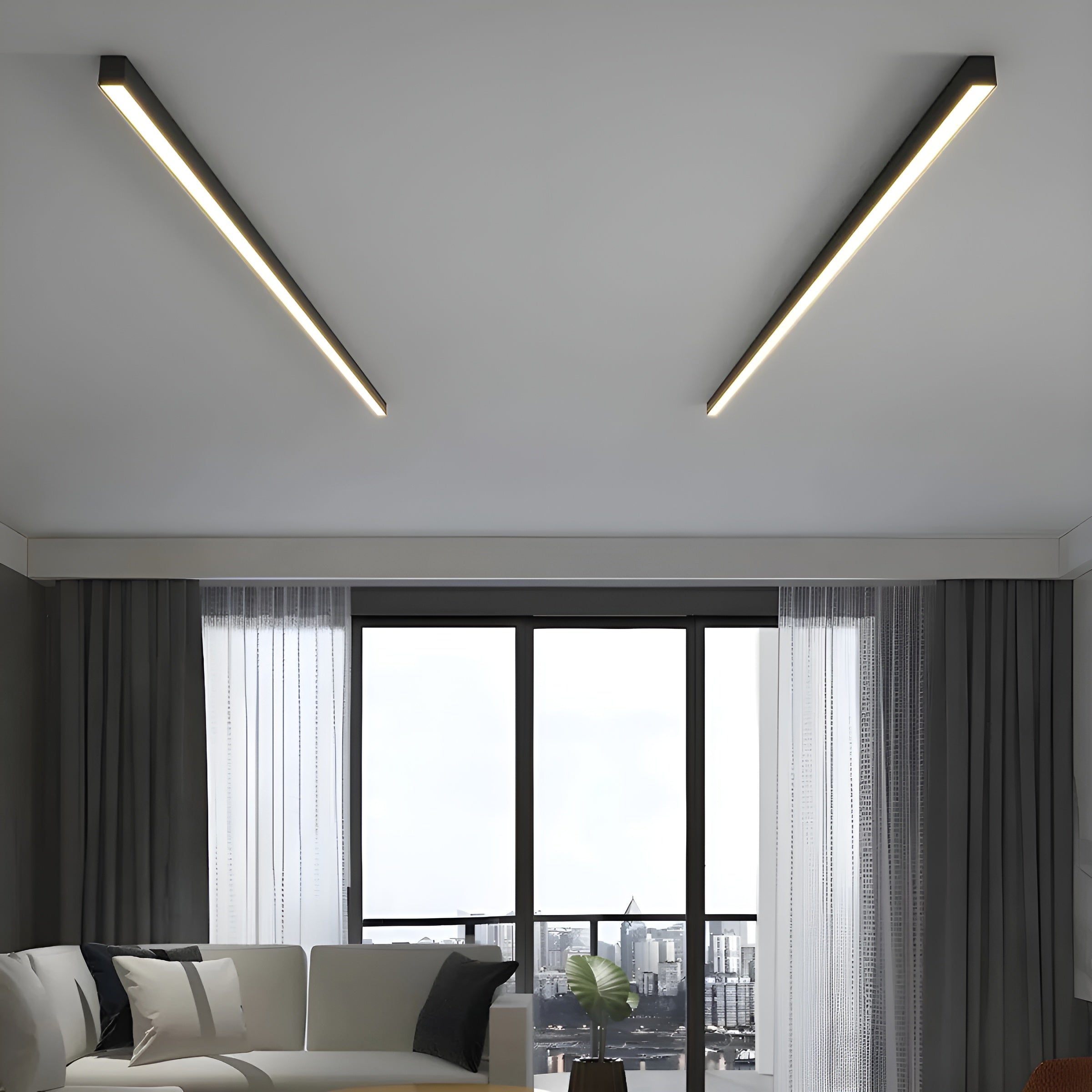 LED Plafondlamp Smal Modern Aluminium Zwart Wit 60-120cm | Sansoti