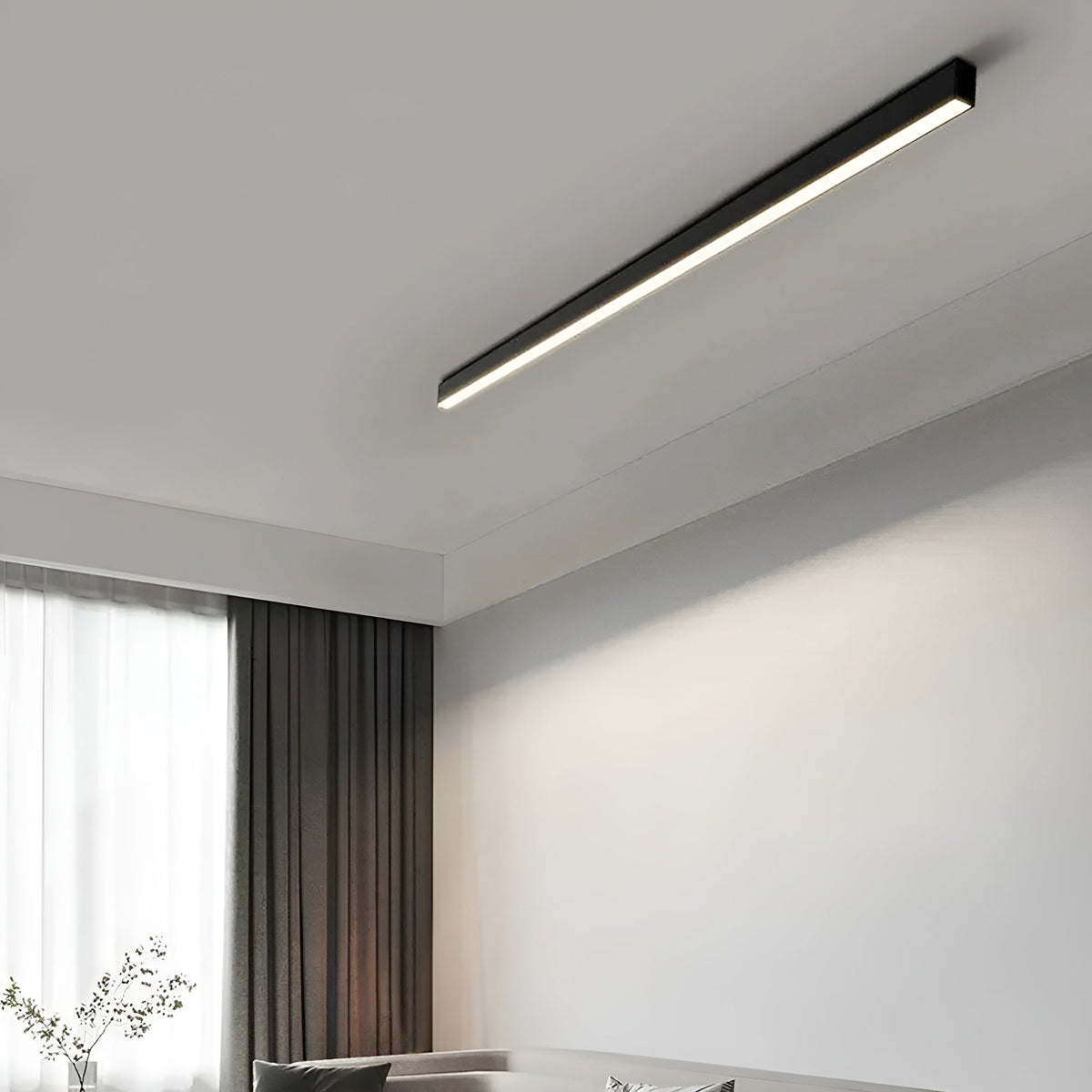 Minimalistische LED-Deckenleuchte mit Aluminiumleiste, 60-200cm, dimmbar, Beleuchtung für Wohnzimmer, Schlafzimmer und Esszimmer | Sansoti