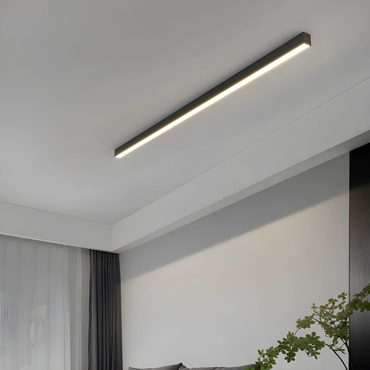 Minimalistische LED-Deckenleuchte mit Aluminiumleiste, 60-200cm, dimmbar, Beleuchtung für Wohnzimmer, Schlafzimmer und Esszimmer | Sansoti
