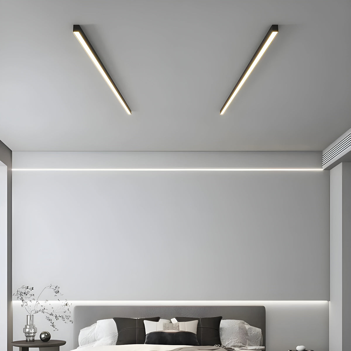 Minimalistische LED-Deckenleuchte mit Aluminiumleiste, 60-200cm, dimmbar, Beleuchtung für Wohnzimmer, Schlafzimmer und Esszimmer | Sansoti