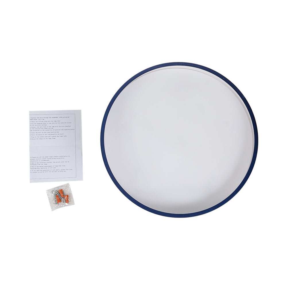 LED-Deckenleuchte Rund Blau Messing 40cm 24W Dimmbar 5 Farbtemperaturen Schlafzimmer Küche Wohnzimmer Eingang Küste Semi-Flush-Mount | Restfield