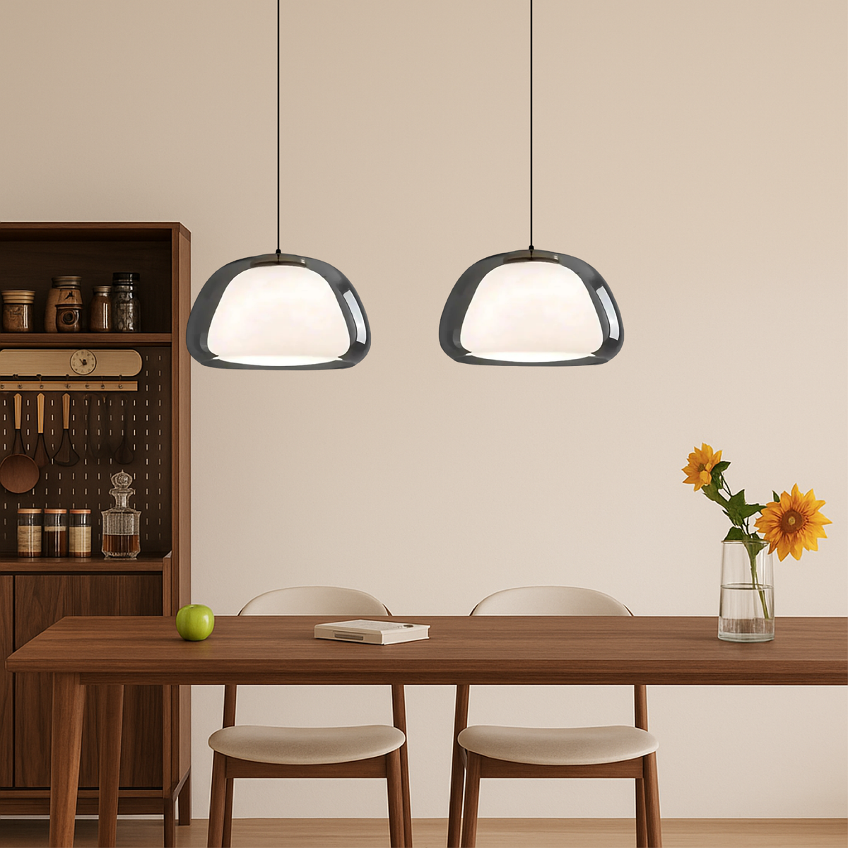 Glazen Hanglamp Jellyfish Ø25cm Rookglas Amber Transparant E27 Verstelbaar Moderne Verlichting Eetkamer Keuken | Sansoti