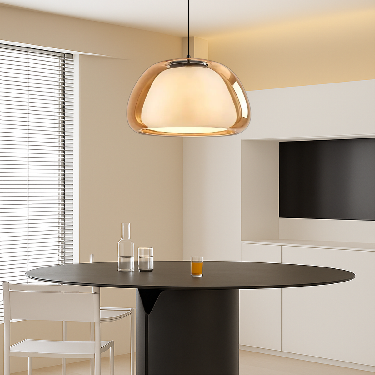 Glazen Hanglamp Jellyfish Ø25cm Rookglas Amber Transparant E27 Verstelbaar Moderne Verlichting Eetkamer Keuken | Sansoti
