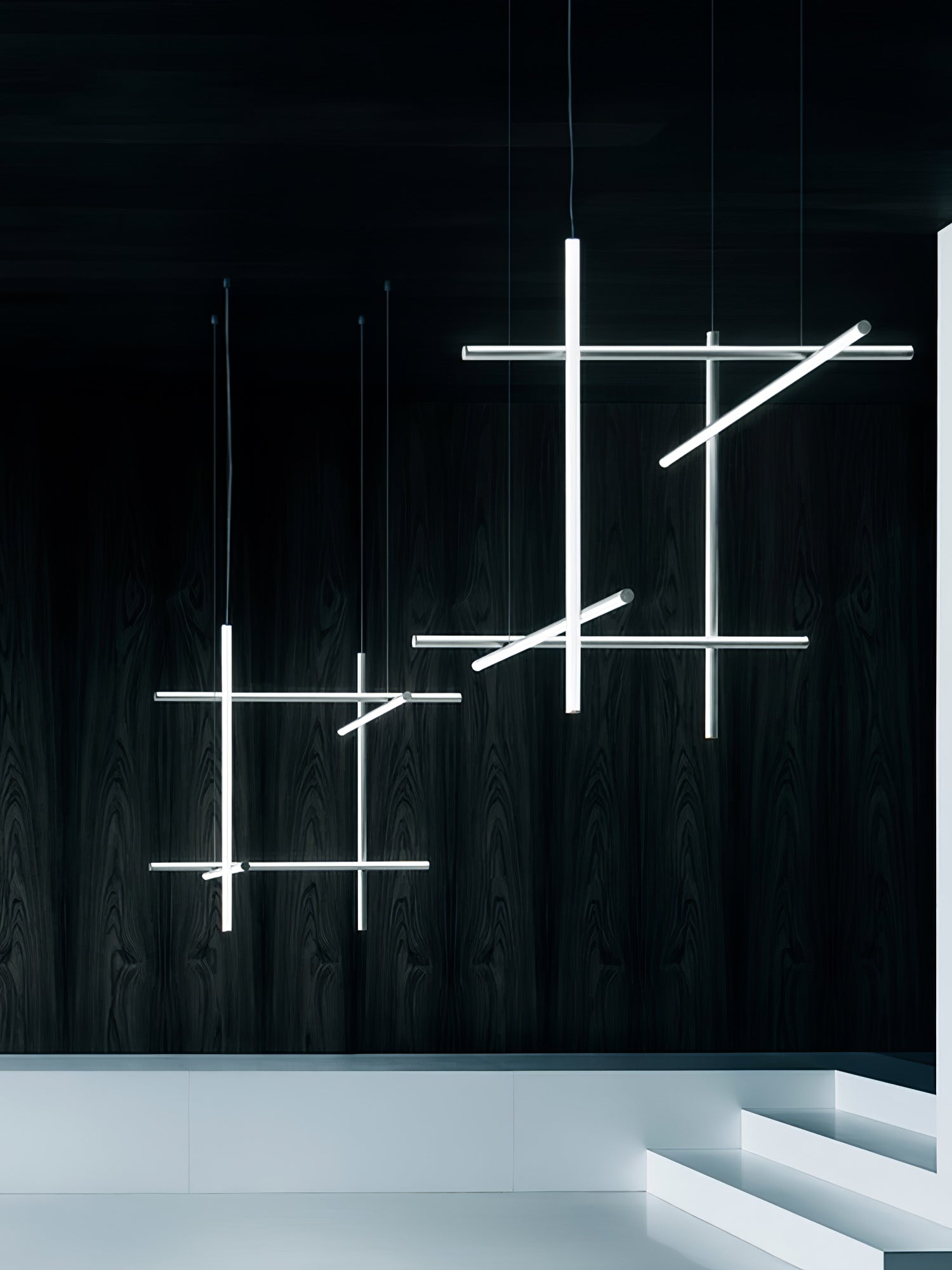 Lustre Gridline LED Aluminium Or Noir Salon Salle à Manger 3000K 4000K 6000K Modulaire Luminaire Linéaire Plafonnier | Restfield
