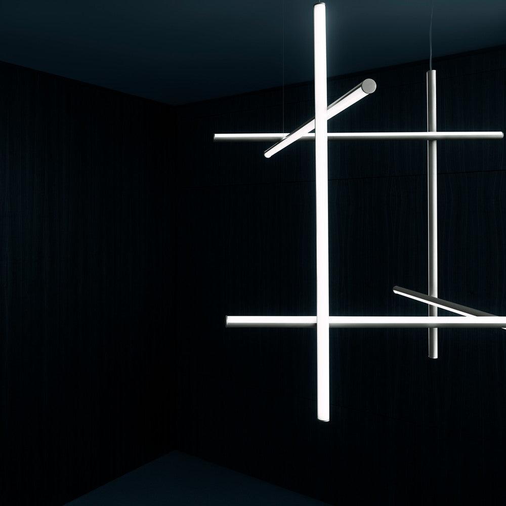 Lustre Gridline LED Aluminium Or Noir Salon Salle à Manger 3000K 4000K 6000K Modulaire Luminaire Linéaire Plafonnier | Restfield