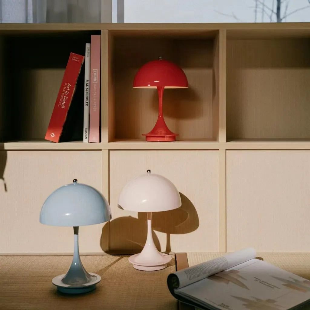 Lampe de table sans fil en forme de champignon, rechargeable, 24cm, LED blanc chaud, éclairage d’ambiance décoratif intérieur et extérieur | Sansoti